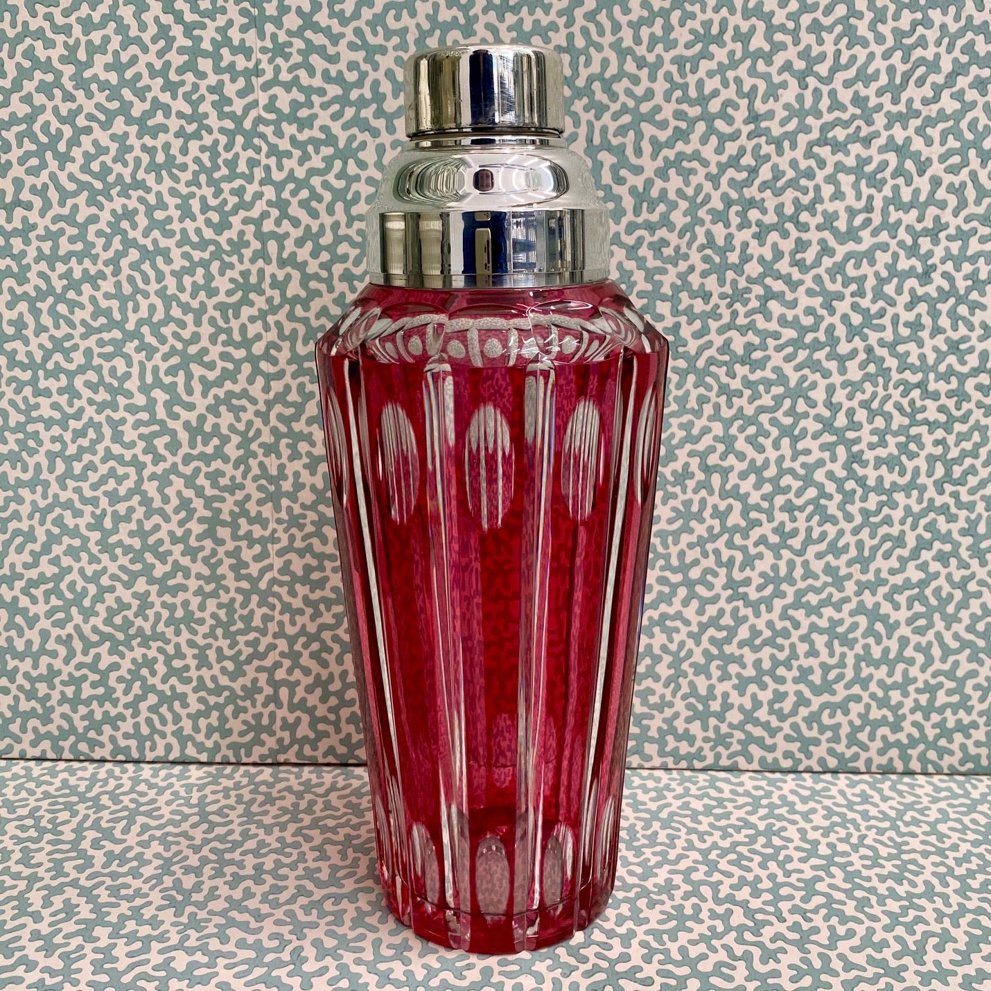 Large Cranberry Crystal Val St Lambert Cocktail Shaker  G163