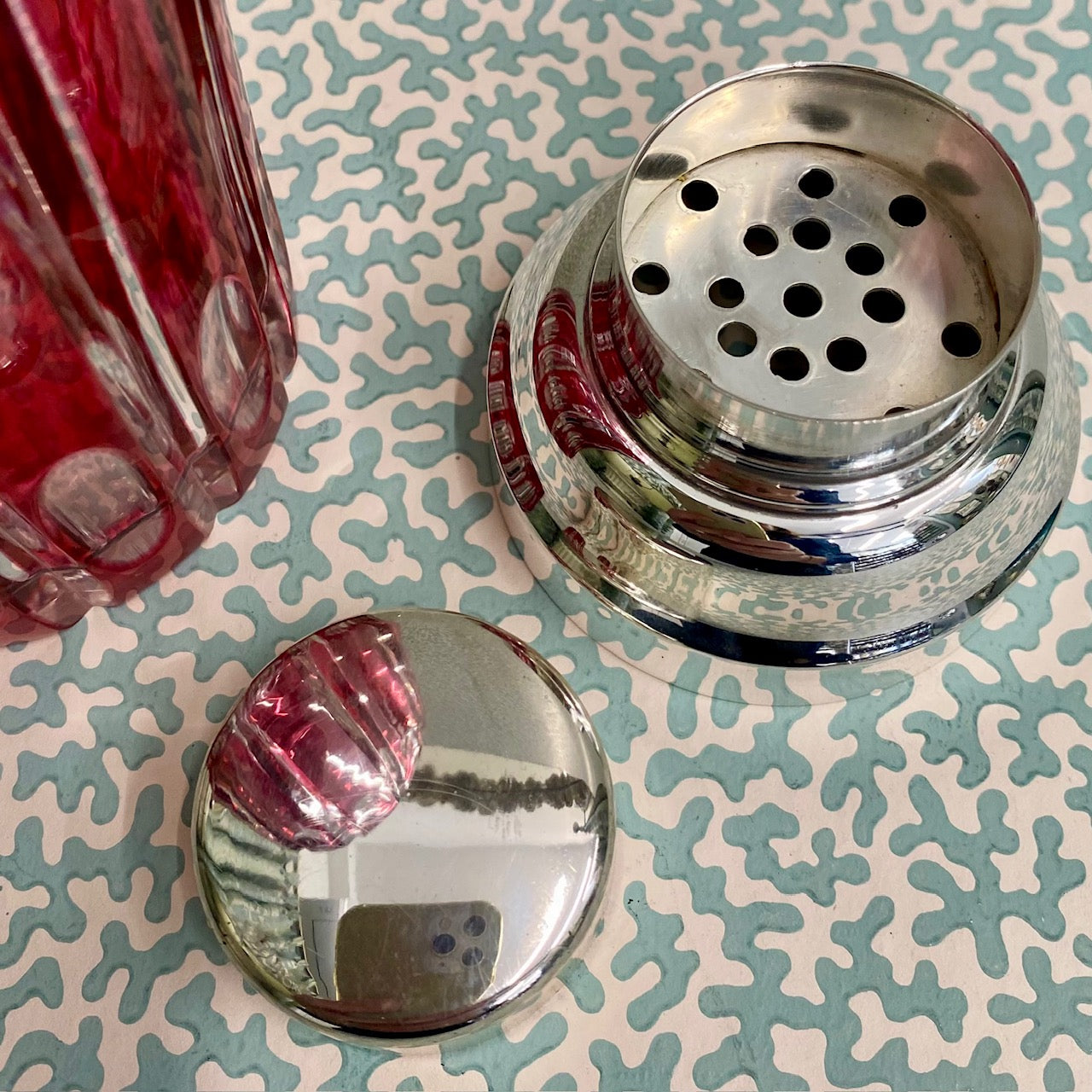 Large Cranberry Crystal Val St Lambert Cocktail Shaker  G163