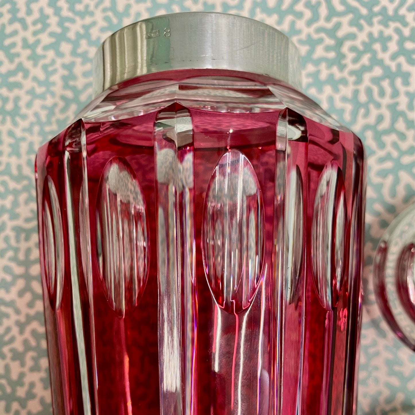 Large Cranberry Crystal Val St Lambert Cocktail Shaker  G163