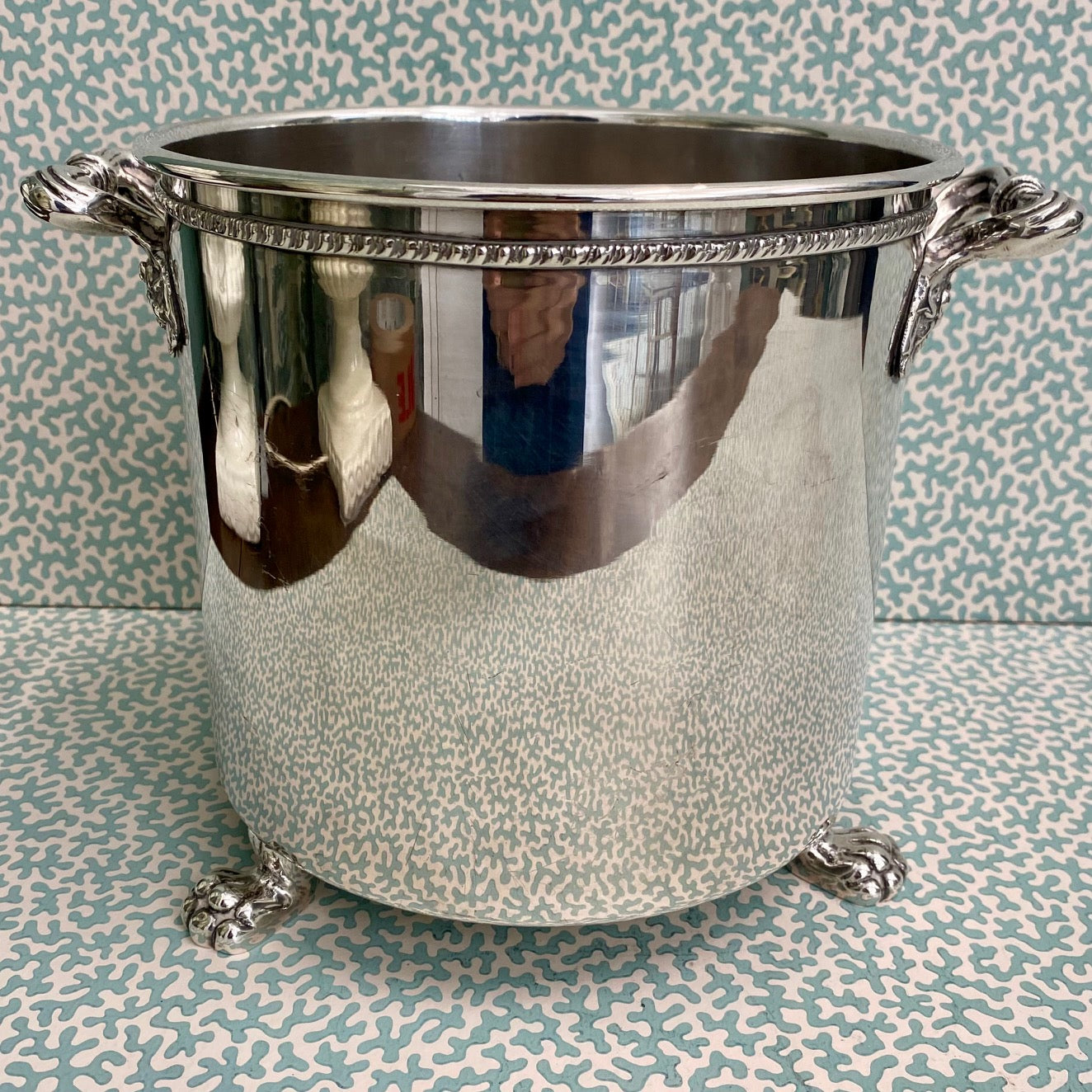 Silver Plate Planter on Paw Feet  H126