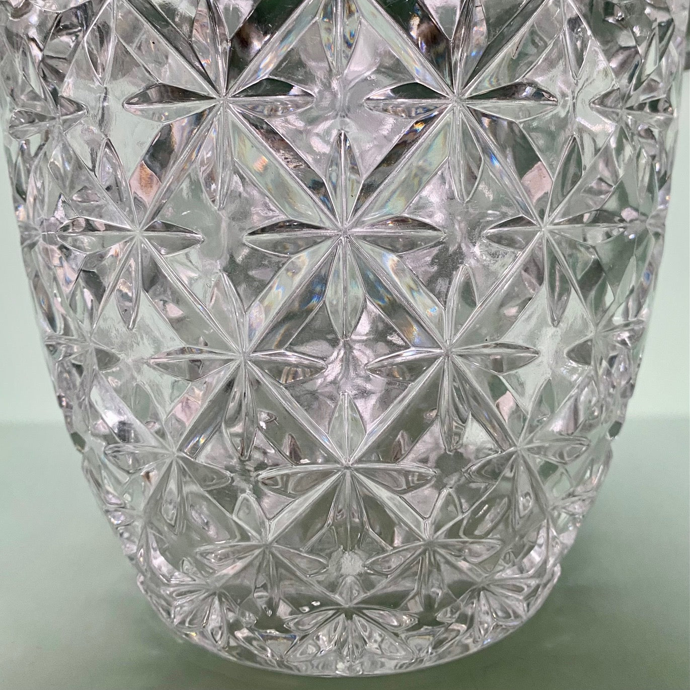 Vintage Star Cut Glass Champagne Cooler with Chrome Rim and Handles  F157