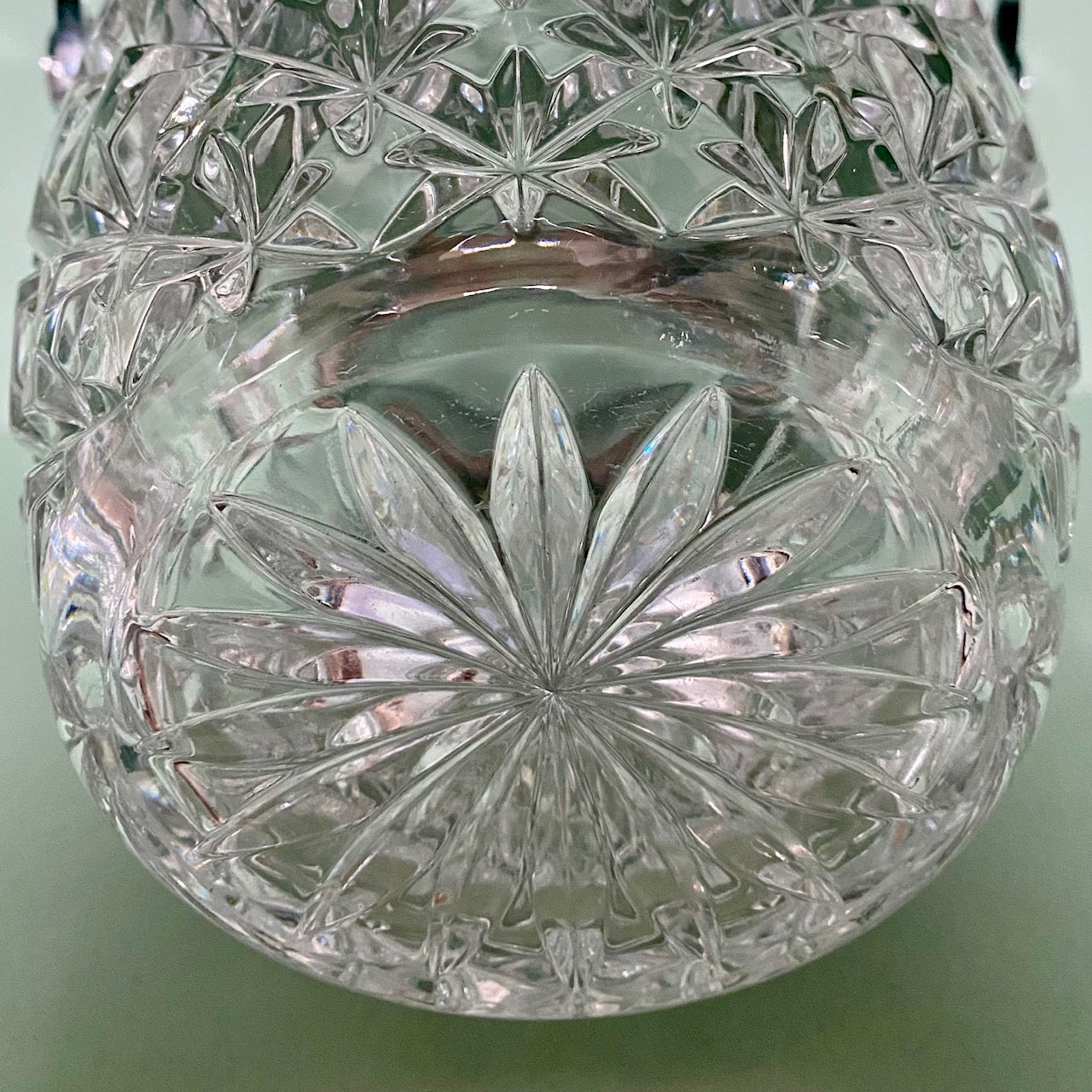 Vintage Star Cut Glass Champagne Cooler with Chrome Rim and Handles  F157