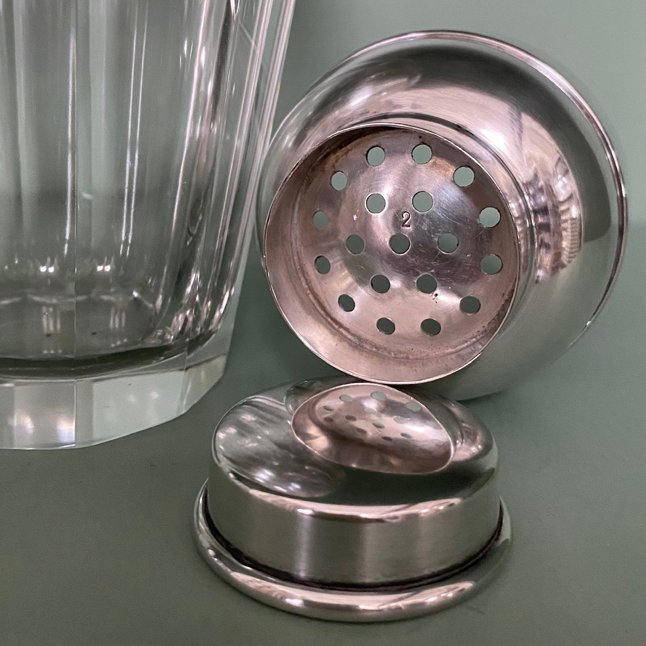 Crystal Cocktail Shaker with Silver Plated Lid  G164