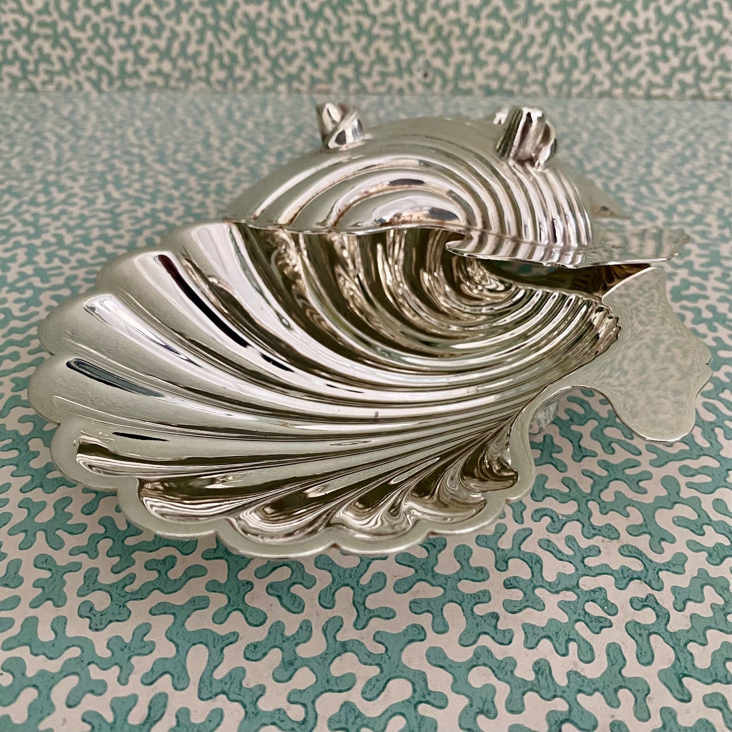 Pair of Silver Plated Scalloped Shell Dishes  B135