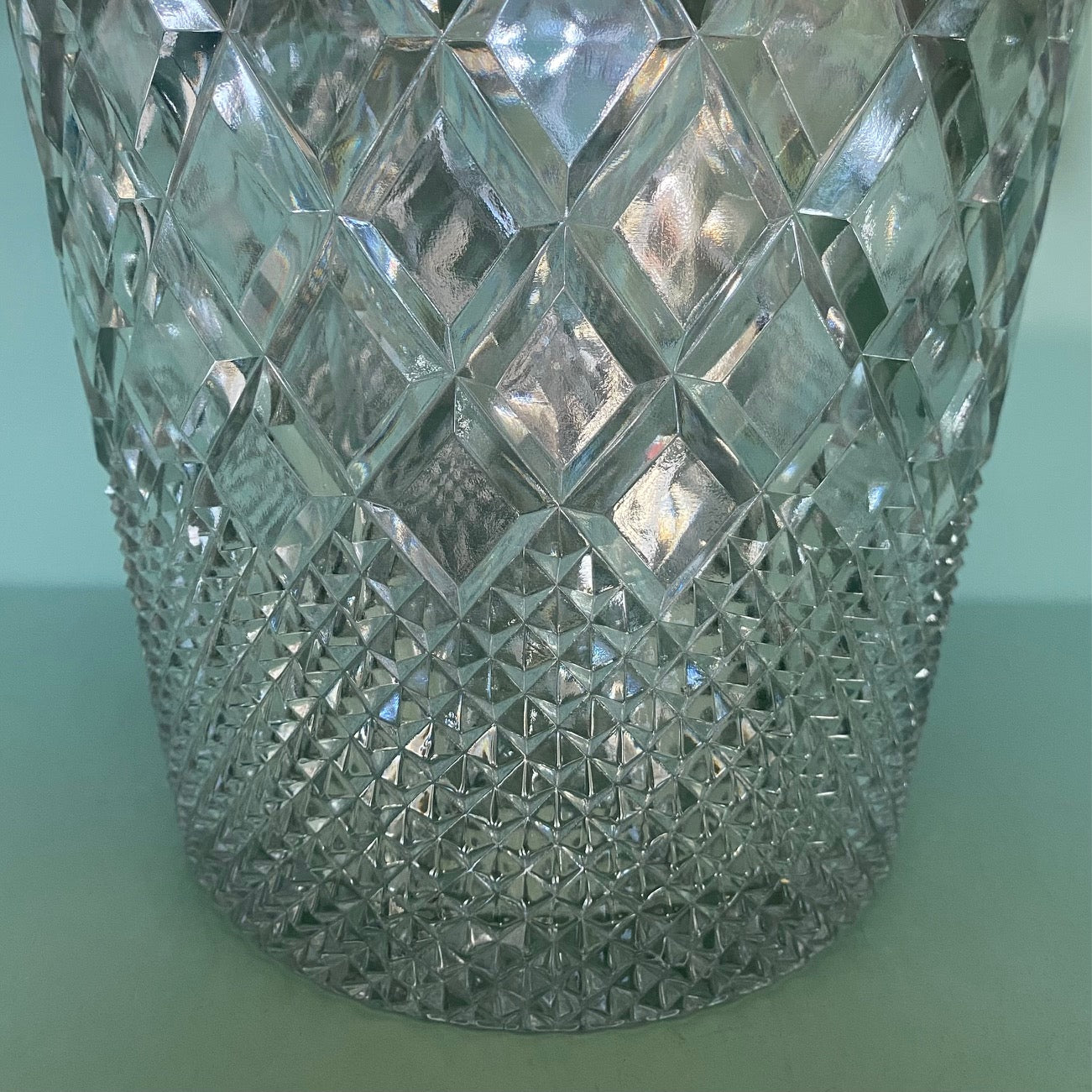 Cut Crystal Champagne Cooler with Silver Plated Rim and Handles  C176