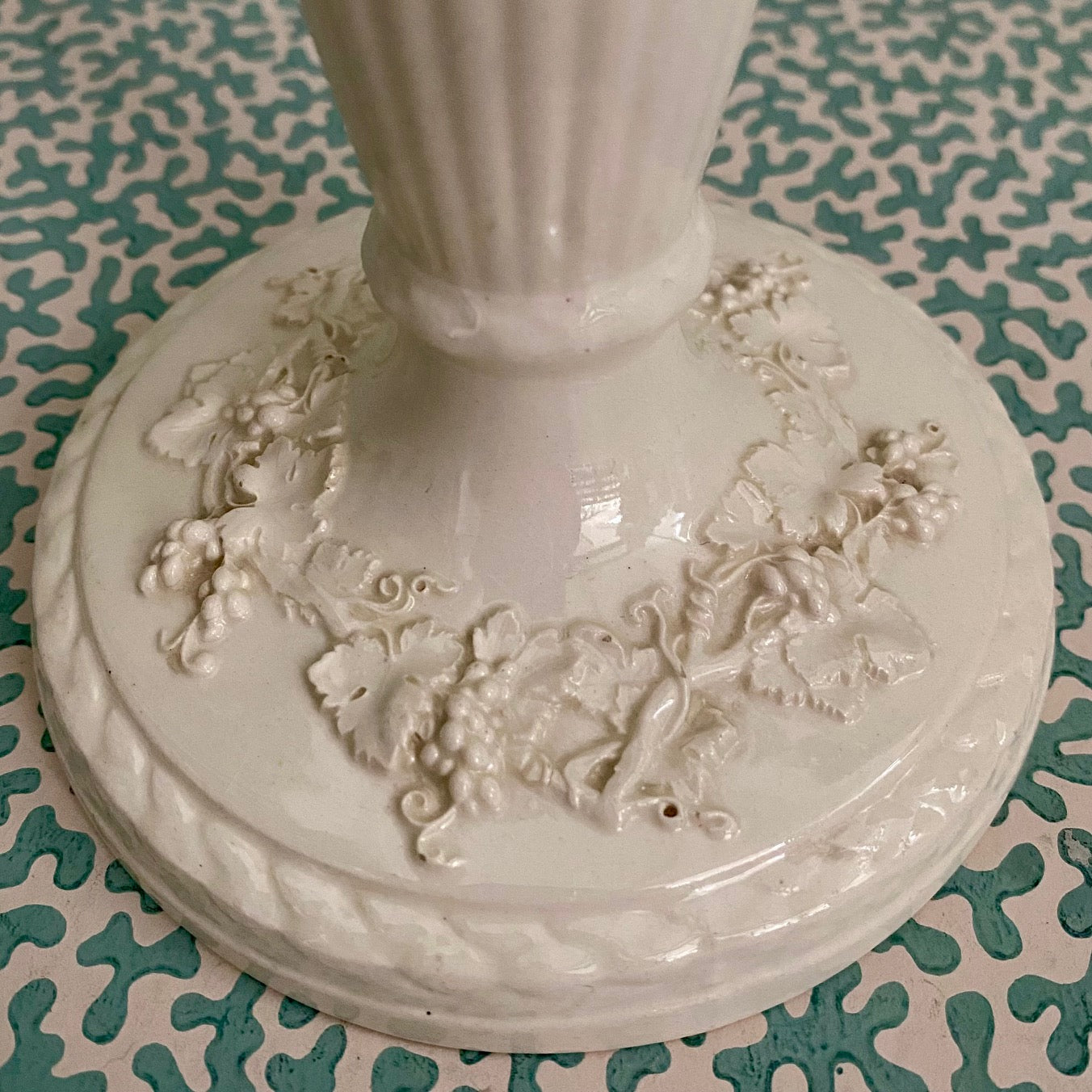 Pair Wedgwood Embossed Queensware Candlesticks  C148