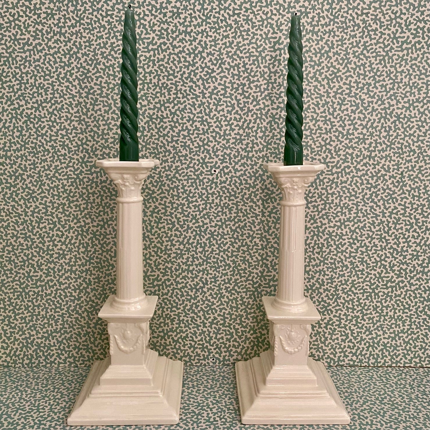 Pair Vintage Royal Creamware Candlesticks  C143