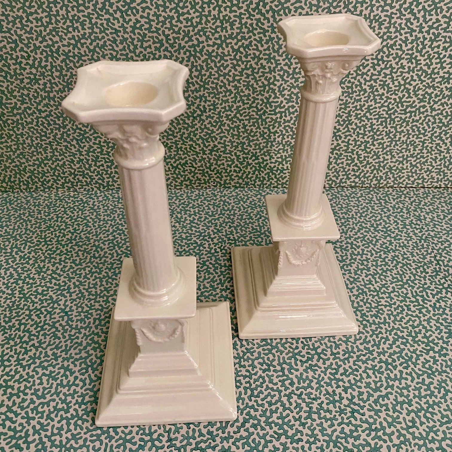 Pair Vintage Royal Creamware Candlesticks  C143