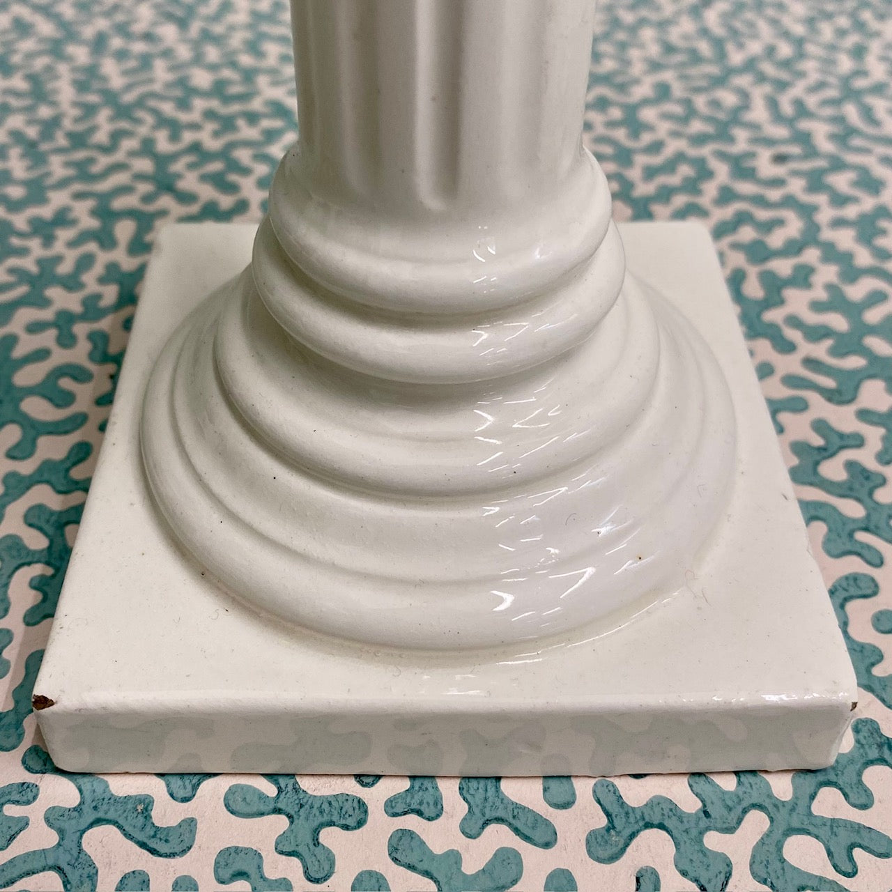 Pair Creamware Corinthian Candlesticks  C145
