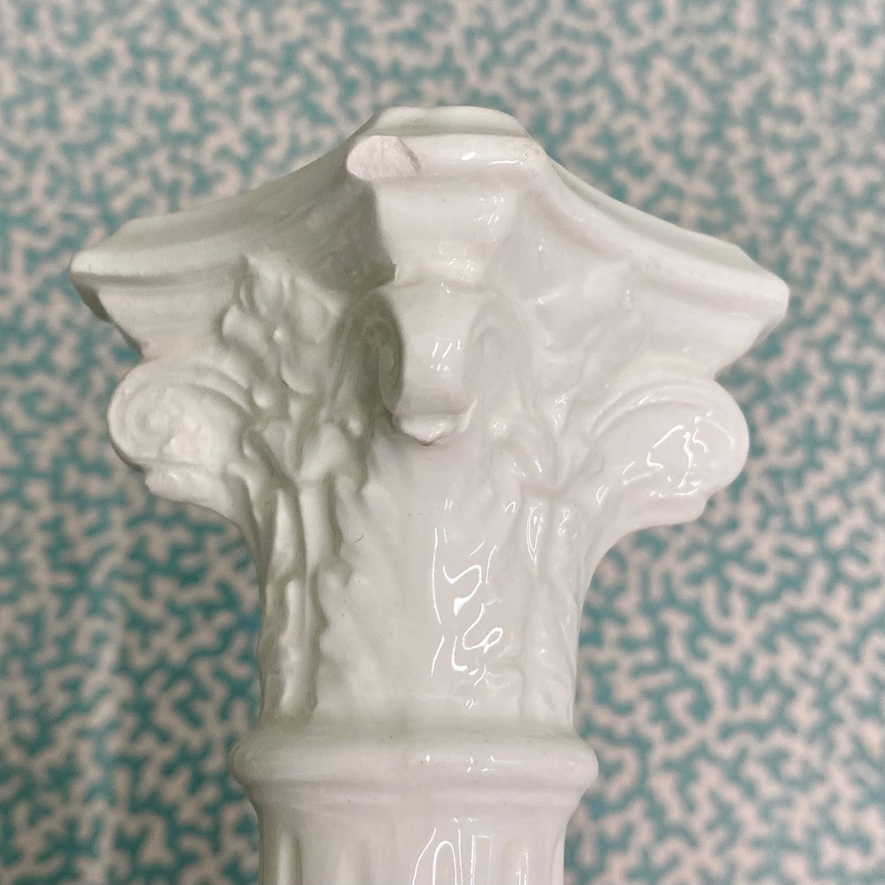 Pair Creamware Corinthian Candlesticks  C145