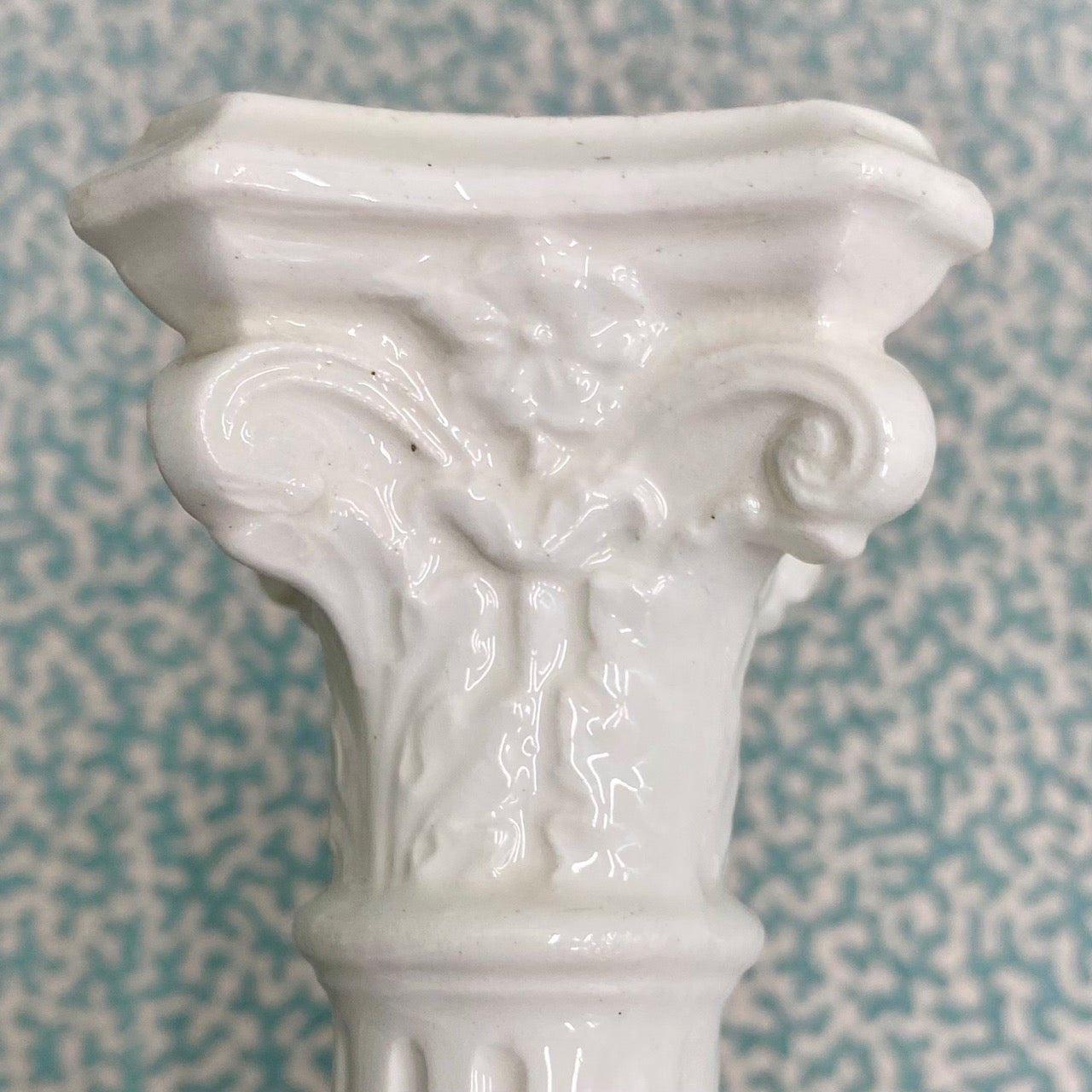 Pair Creamware Corinthian Candlesticks  C145