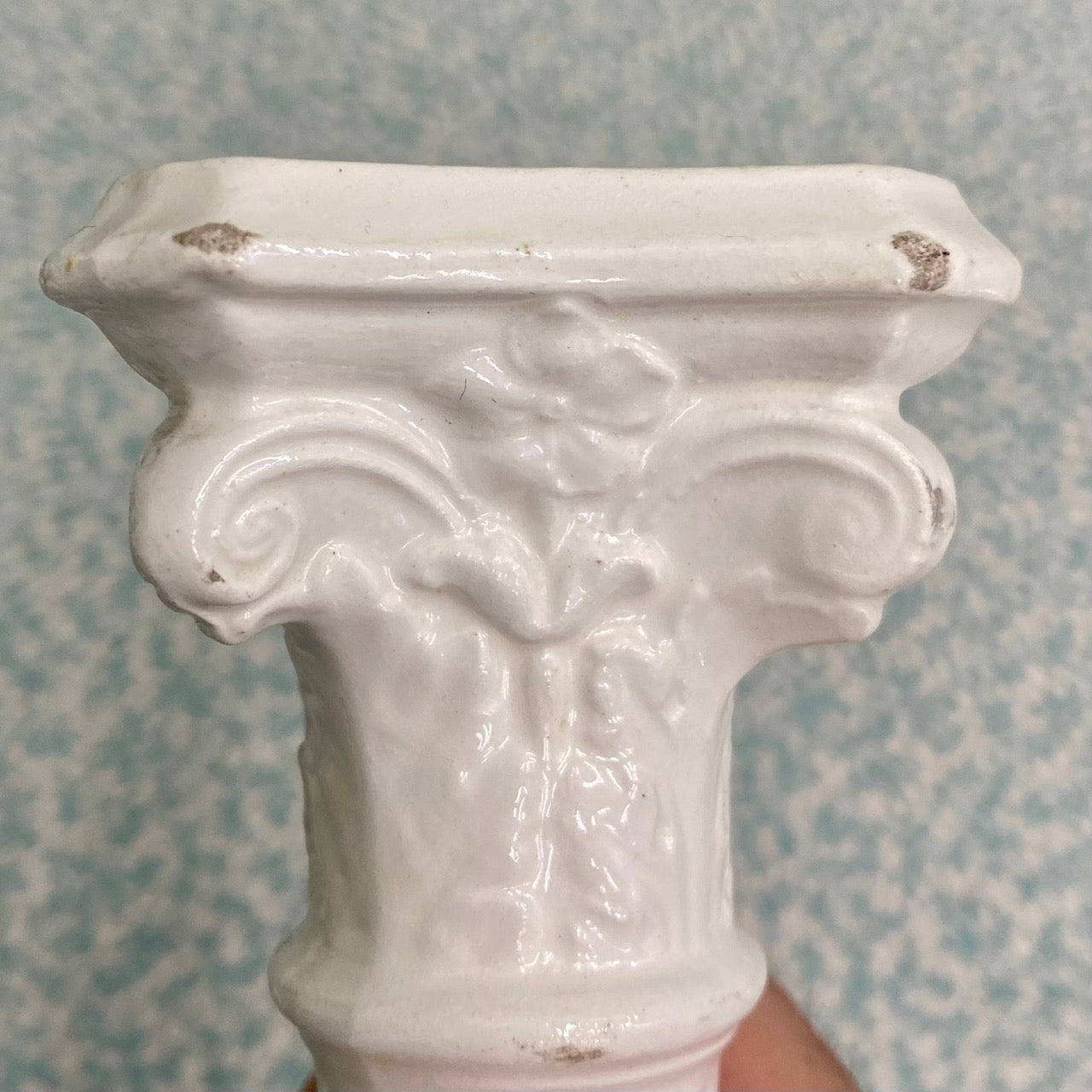 Pair Creamware Corinthian Candlesticks  C145