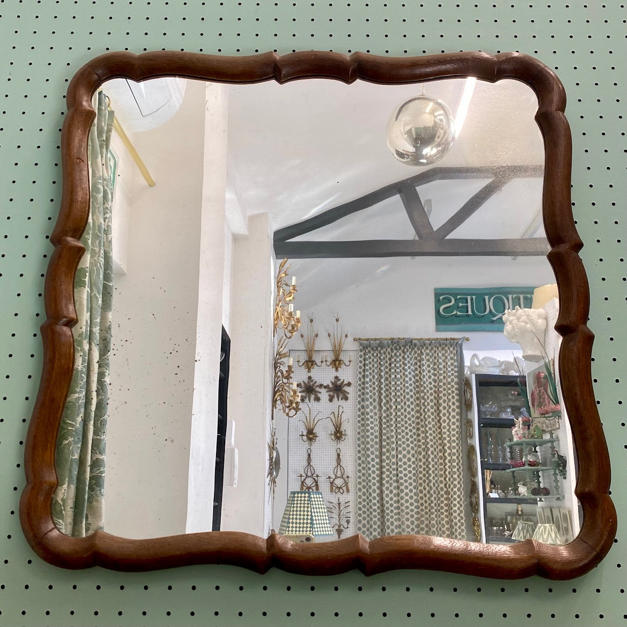Pair French Oak Square Mirrors  E156
