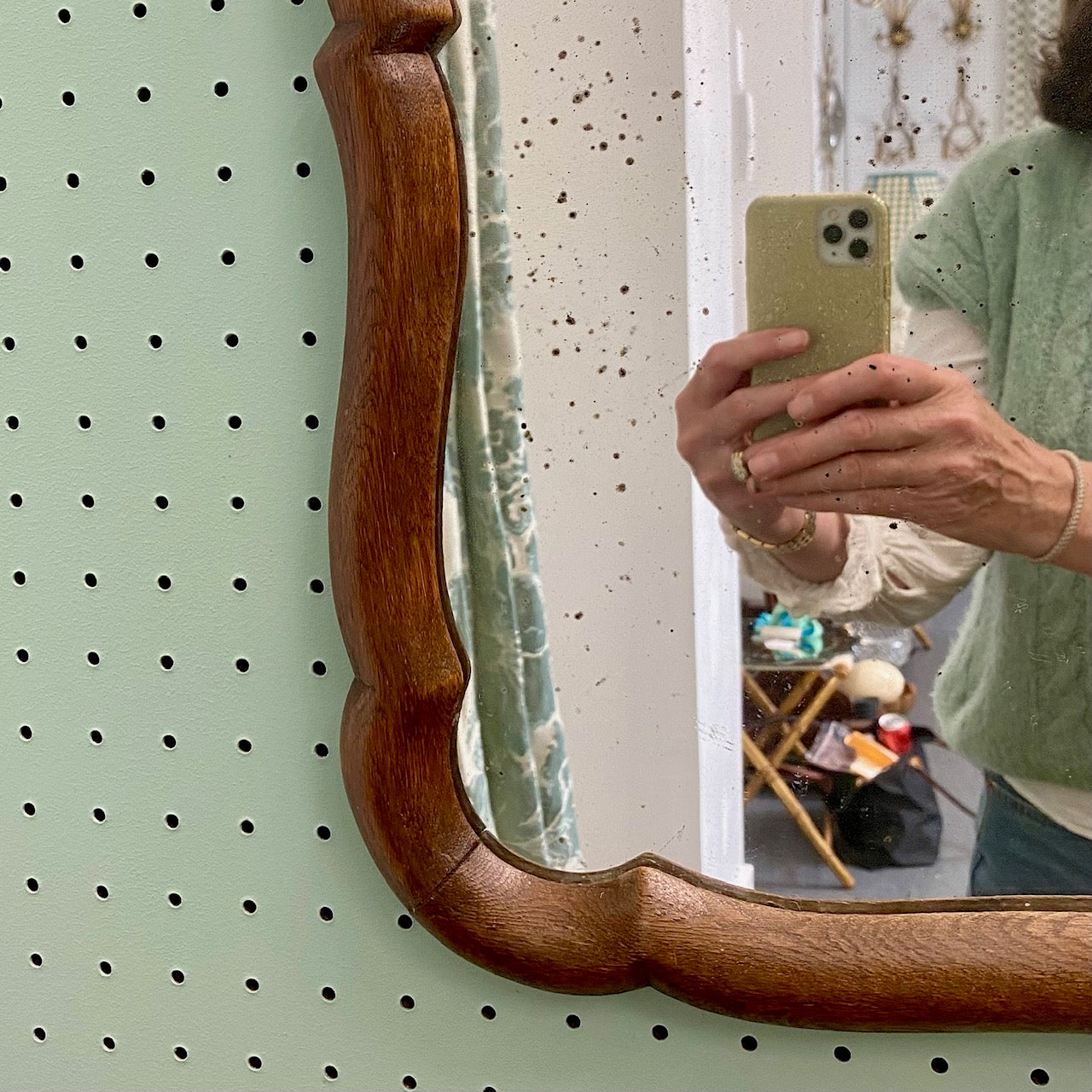 Pair French Oak Square Mirrors  E156