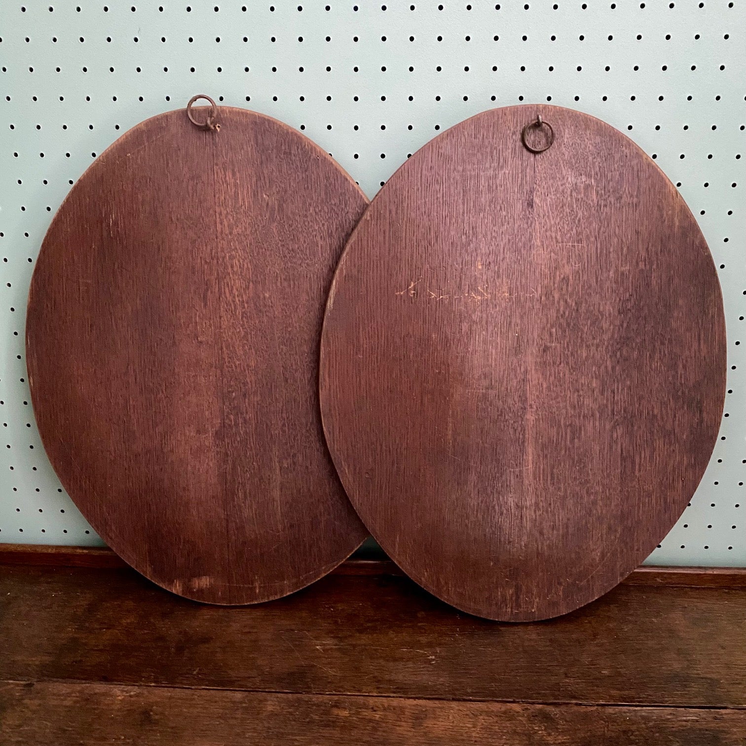 Pair Carved Oak Oval Plaques French c.1840  F195