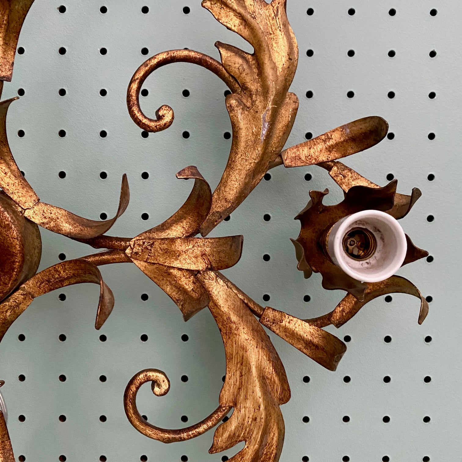 French Gilt Metal Flush Ceiling Light  H148