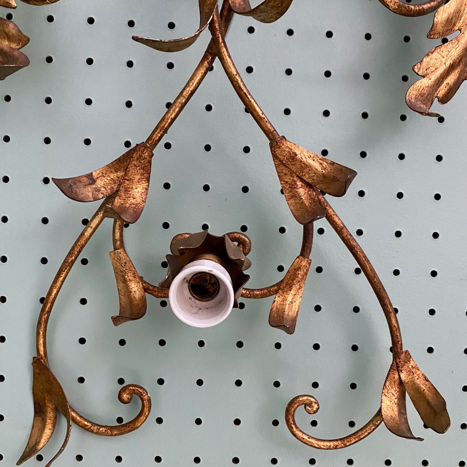 French Gilt Metal Flush Ceiling Light  H148
