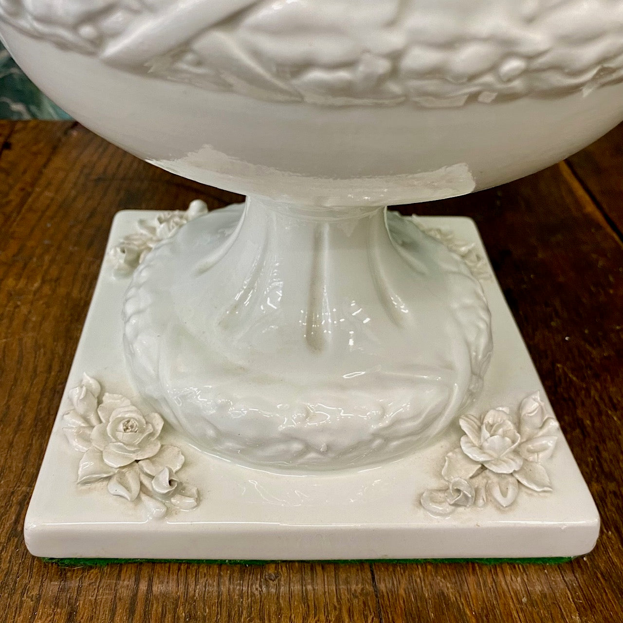 Large Urn Shaped Lamp with Floral Swag  F194
