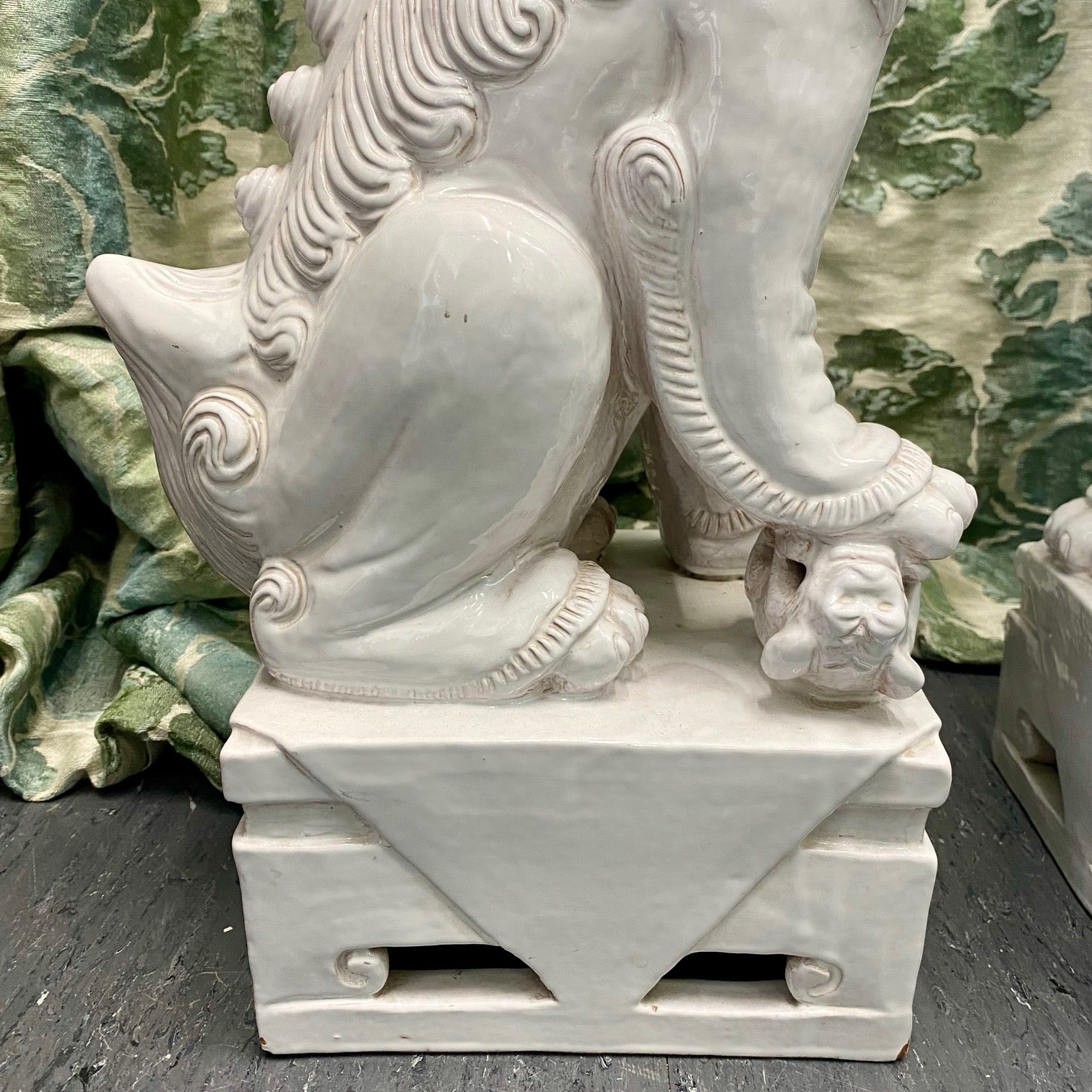 Pair Huge 1970's White Foo Dogs  A180