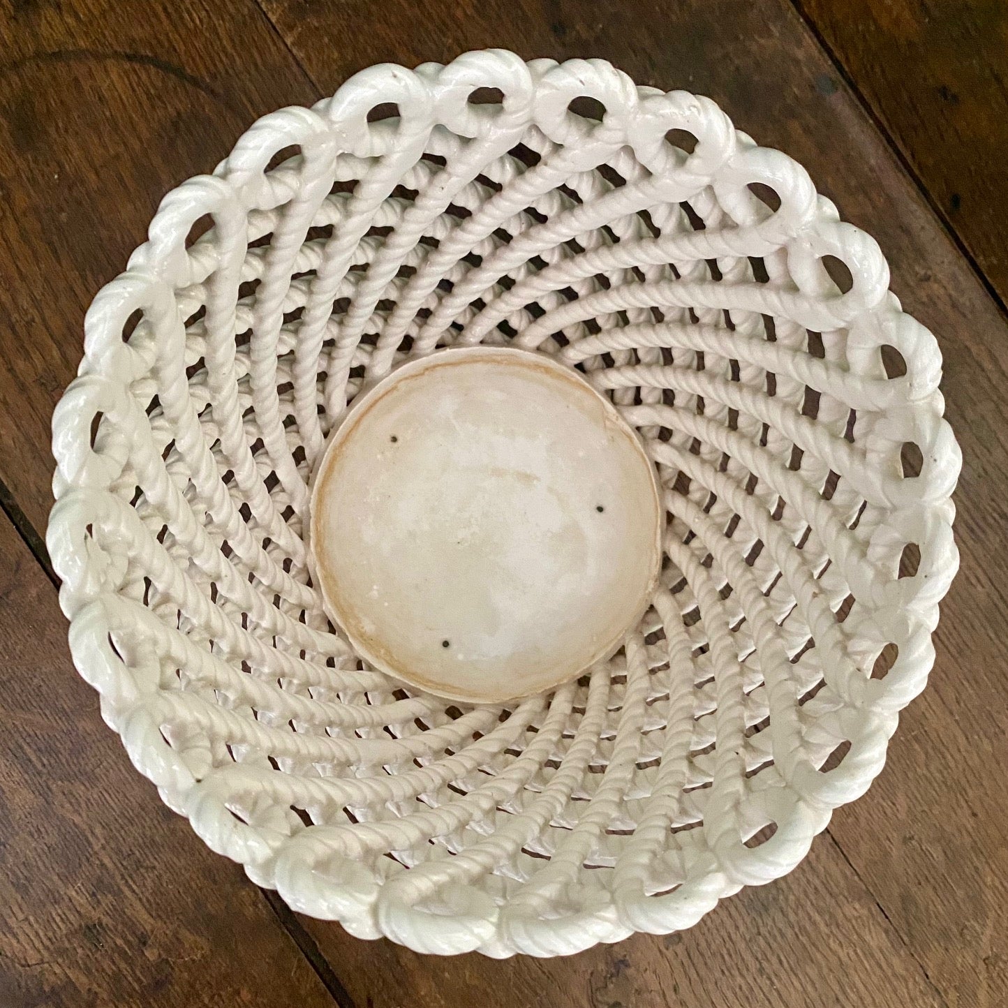 Vintage White Rope twist Ceramic Planter  A198