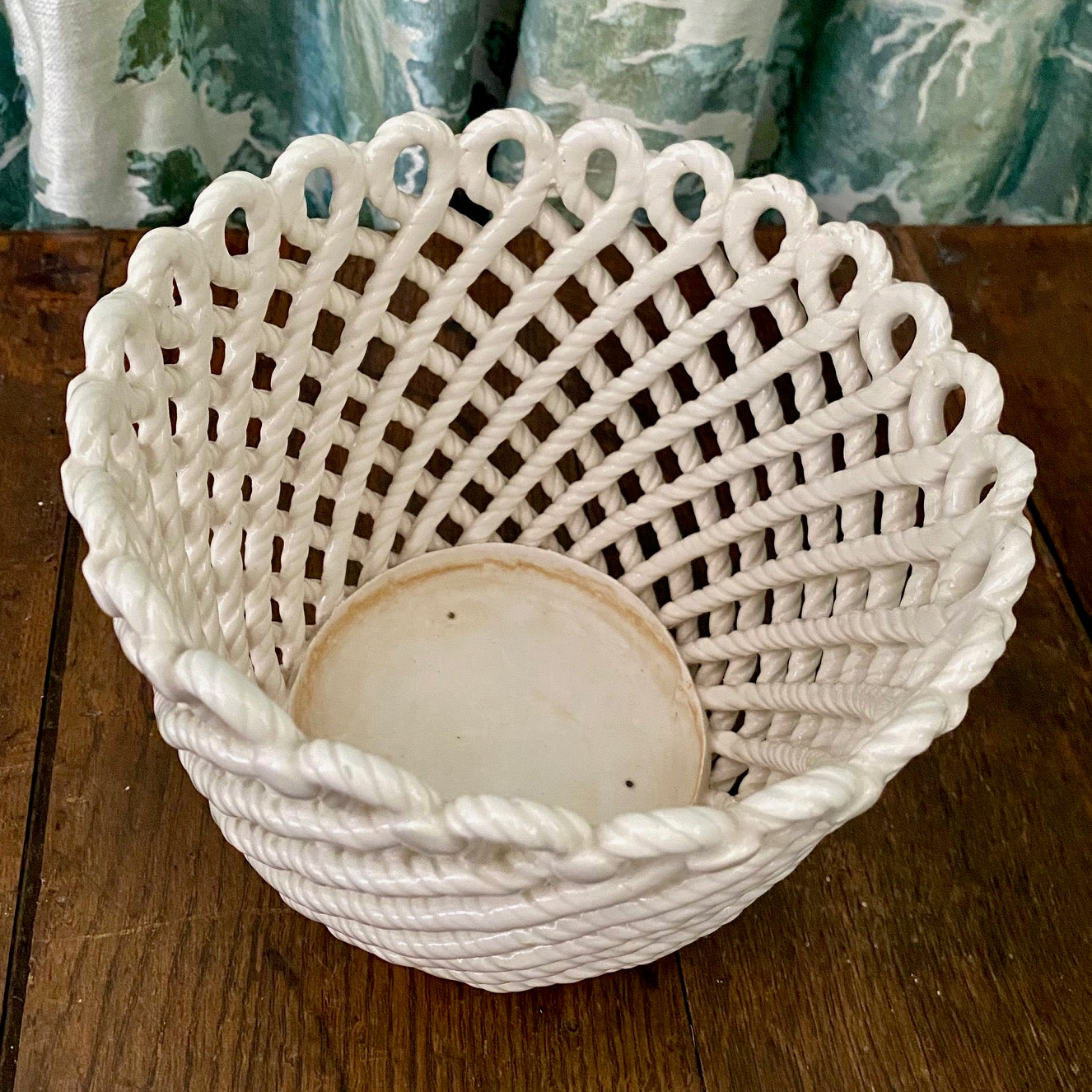 Vintage White Rope twist Ceramic Planter  A198
