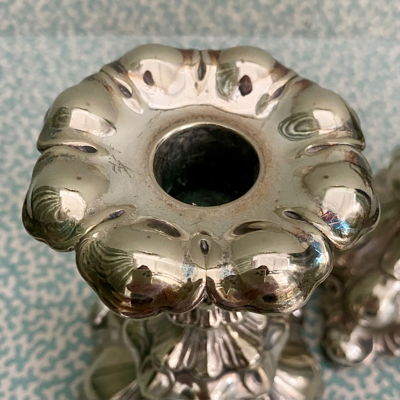 Pair Silver Plated Rococo Candlesticks  H156
