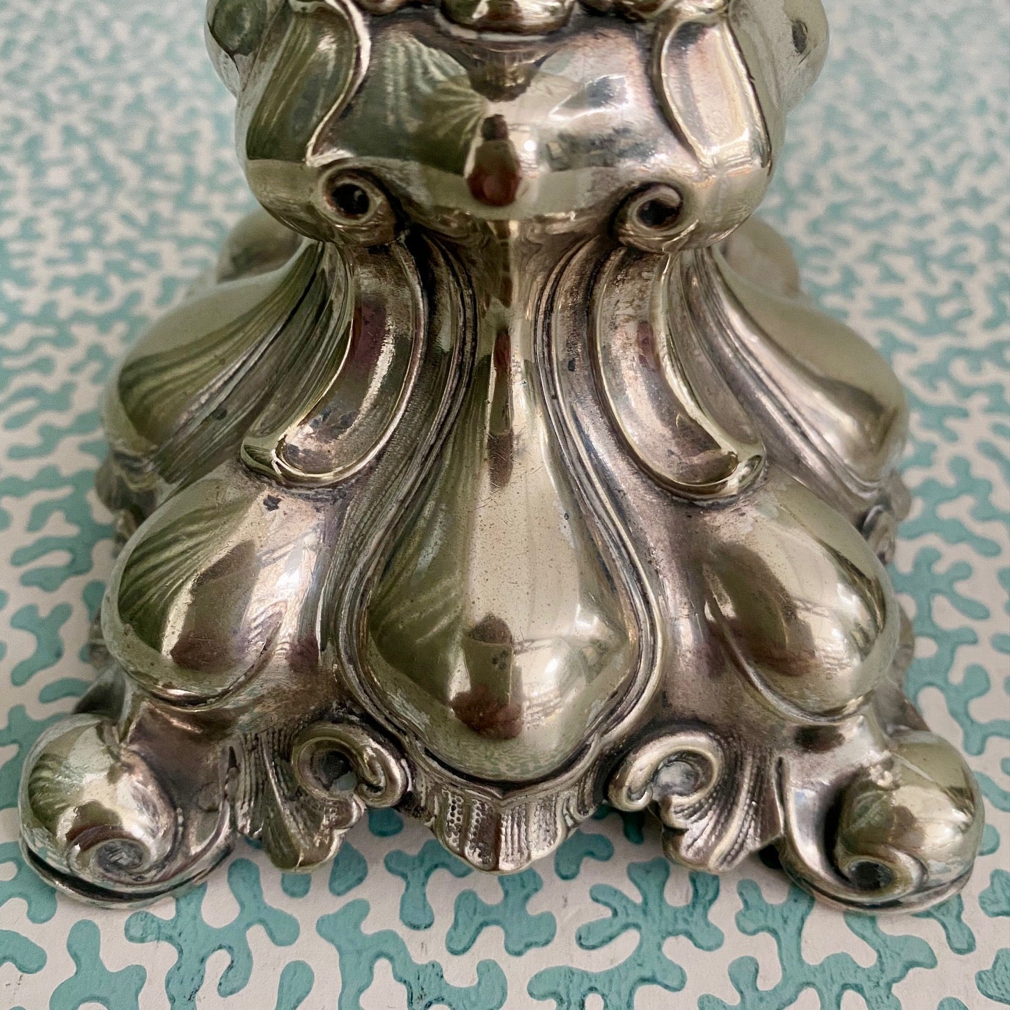 Pair Silver Plated Rococo Candlesticks  H156