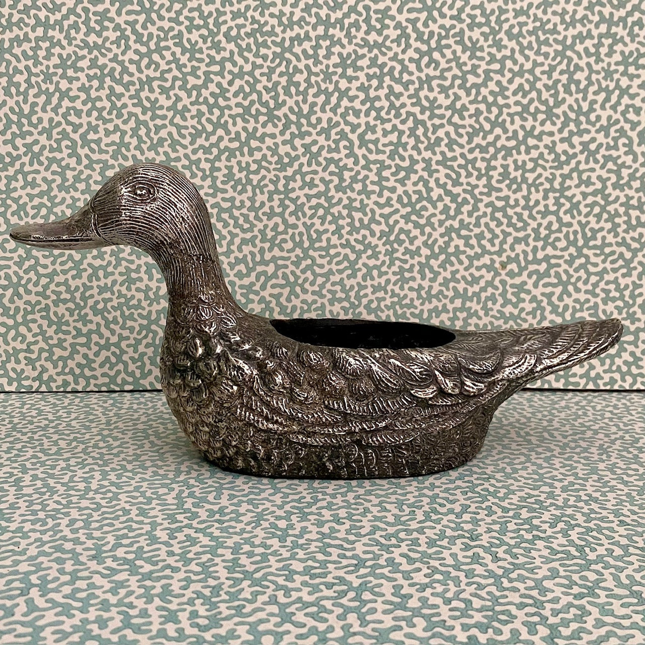Silver Plated Duck Planter  U49