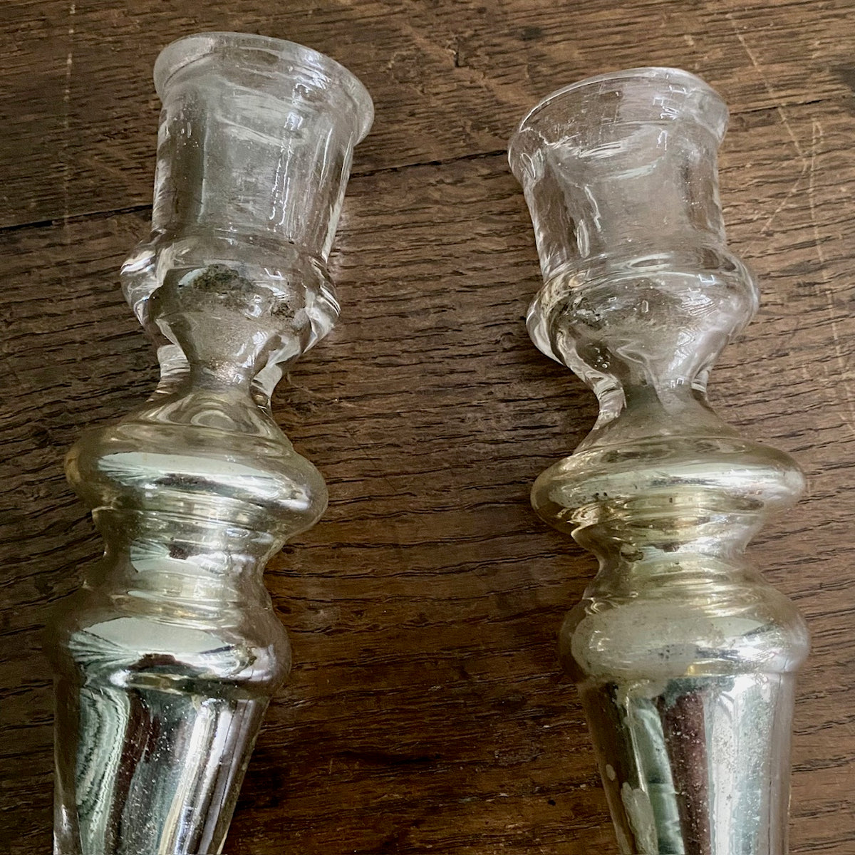 Pair Mercury Glass Candlesticks  C97