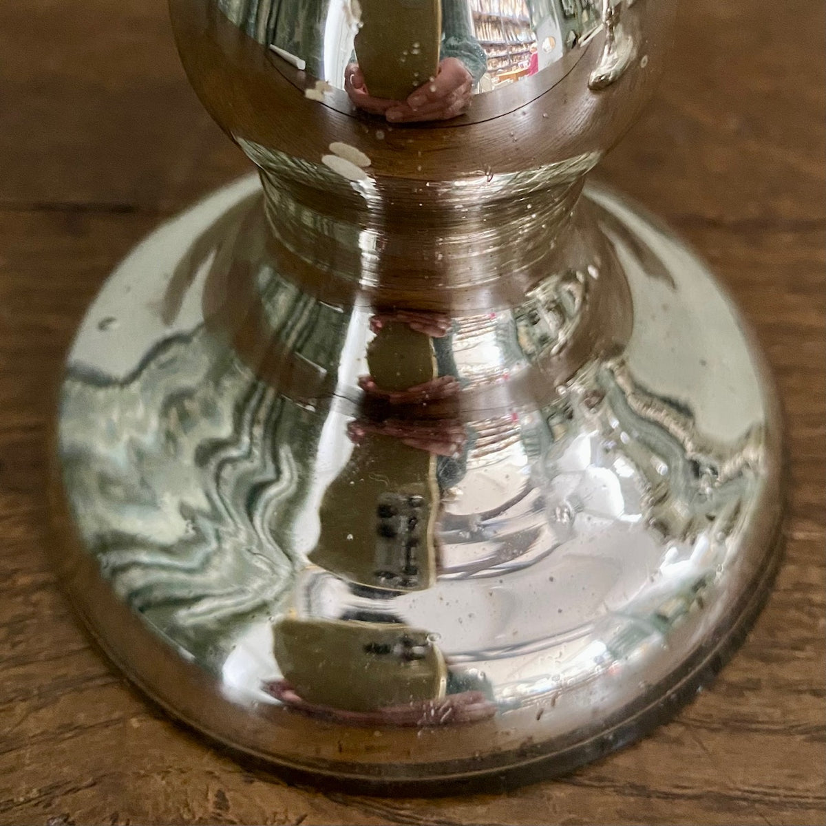 Pair Small Mercury Glass Candlesticks  H198
