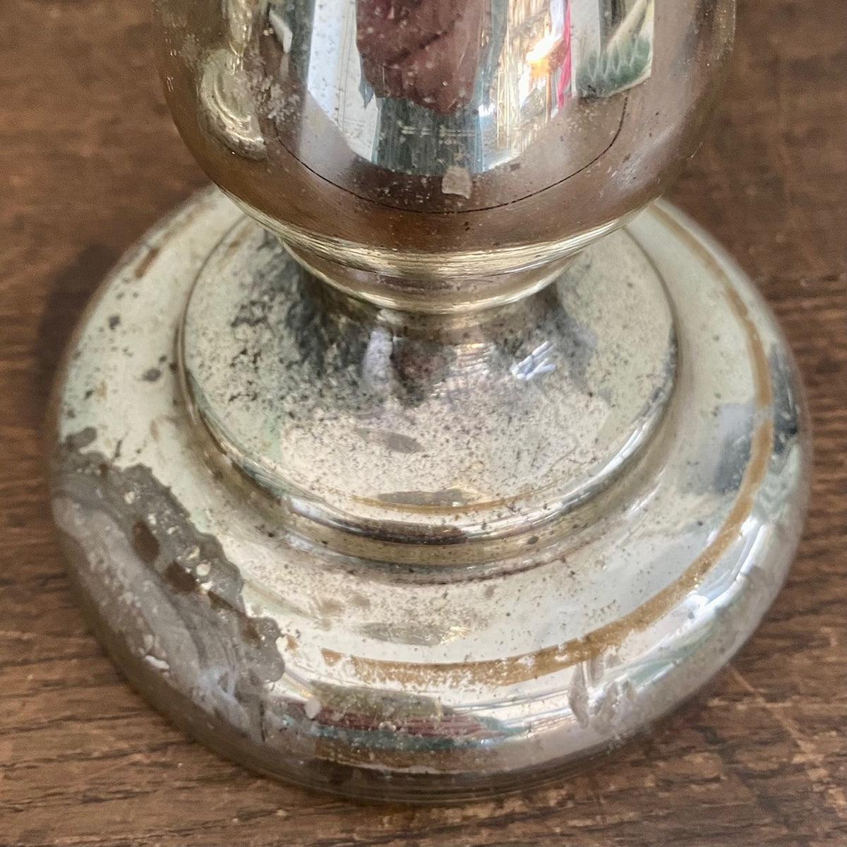 Large Pair Mercury Glass Candlesticks  H196
