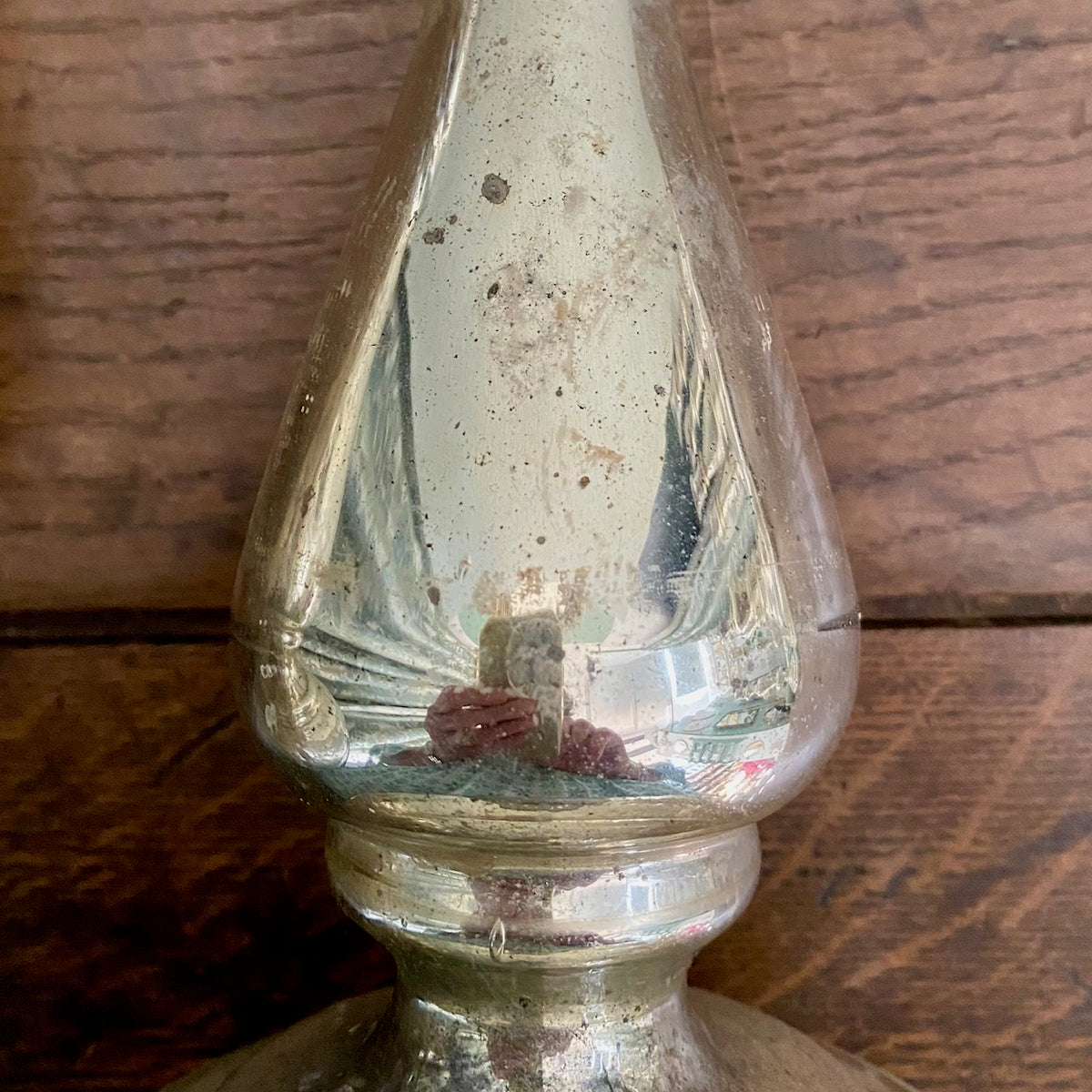 Large Pair Mercury Glass Candlesticks  H196