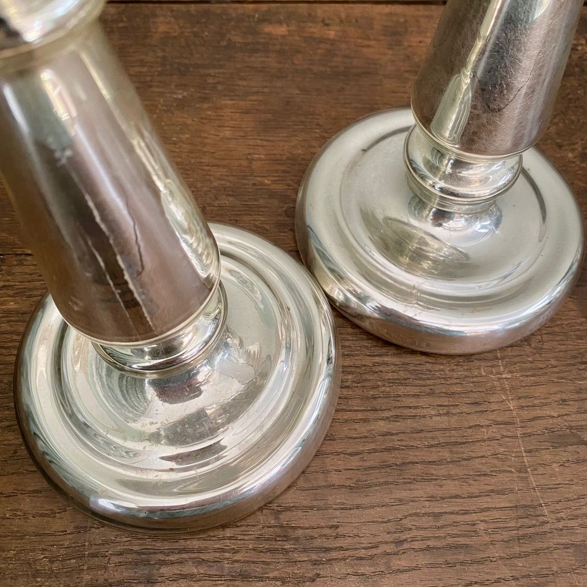 Pair Mercury Glass Candlesticks  378