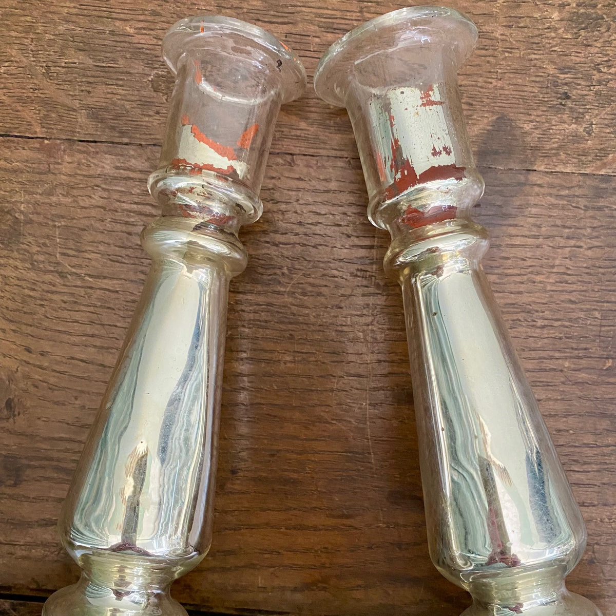 Pair Mercury Glass Candlesticks  378