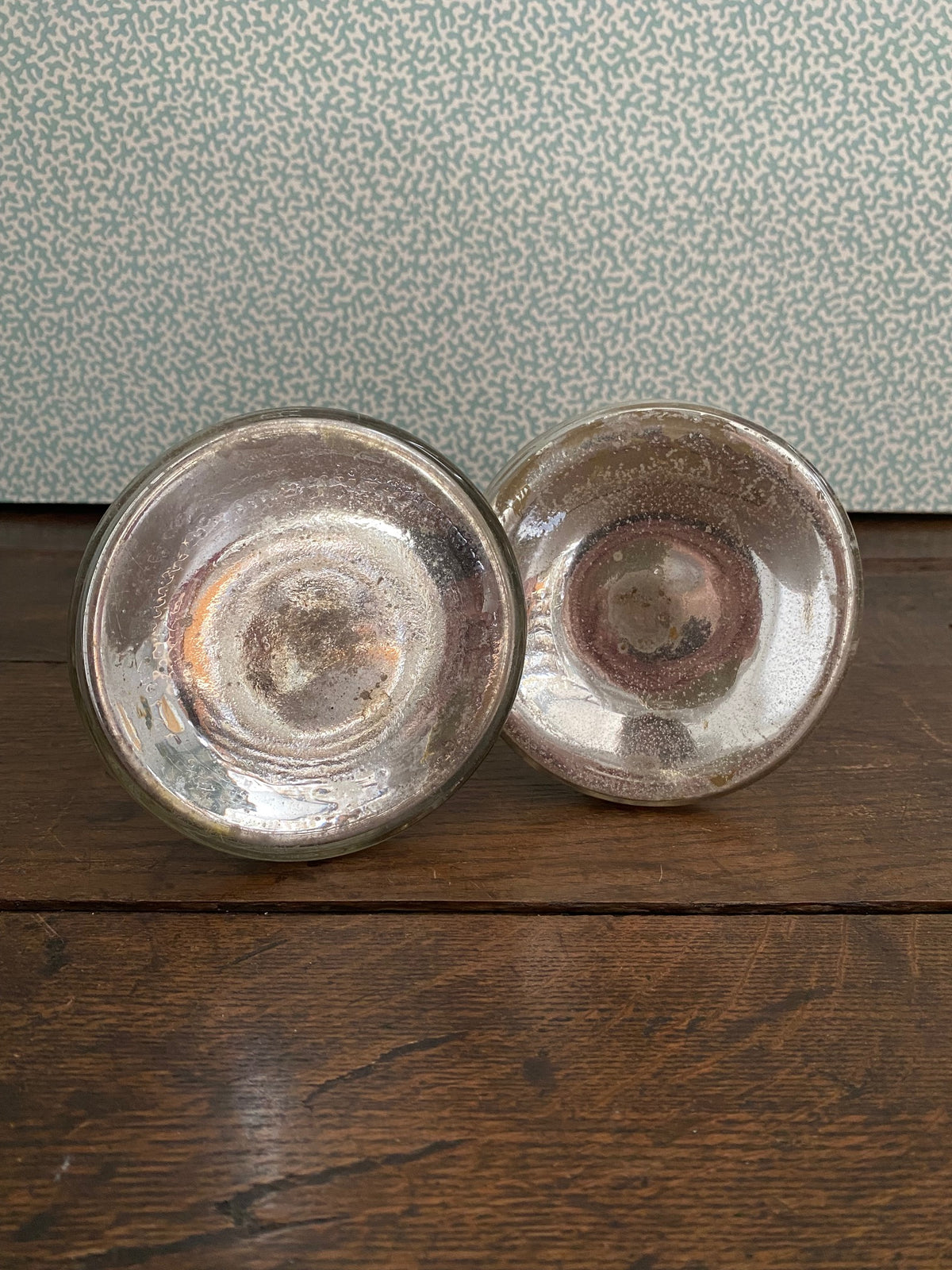 Pair Antique French mercury Glass Candlesticks  L49
