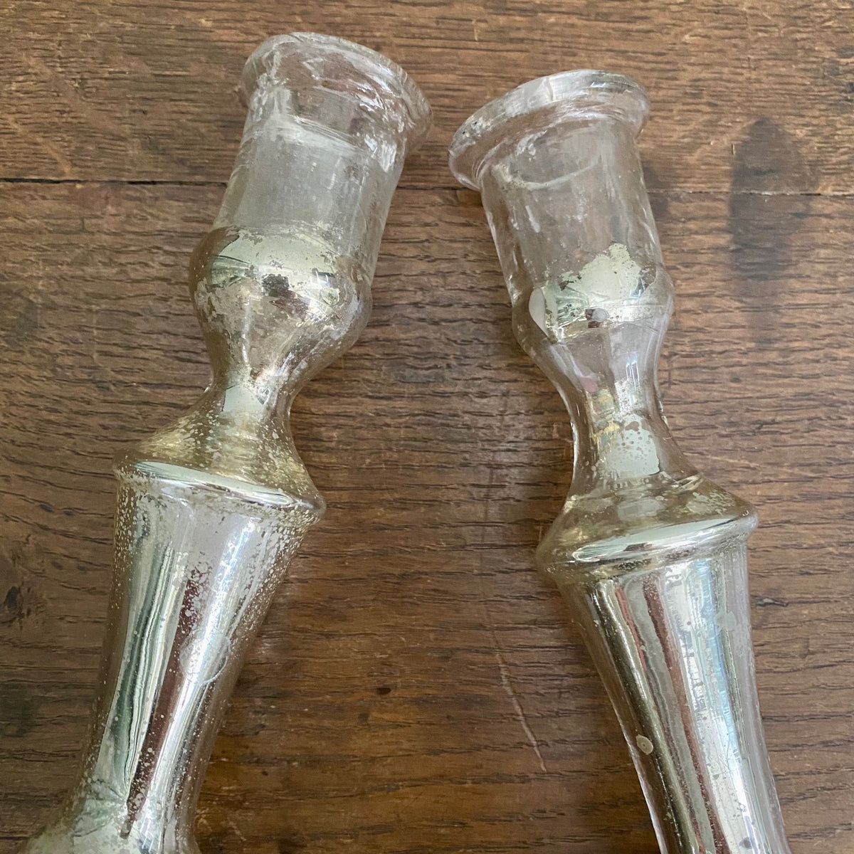 Pair Mercury Glass Candlesticks  T54