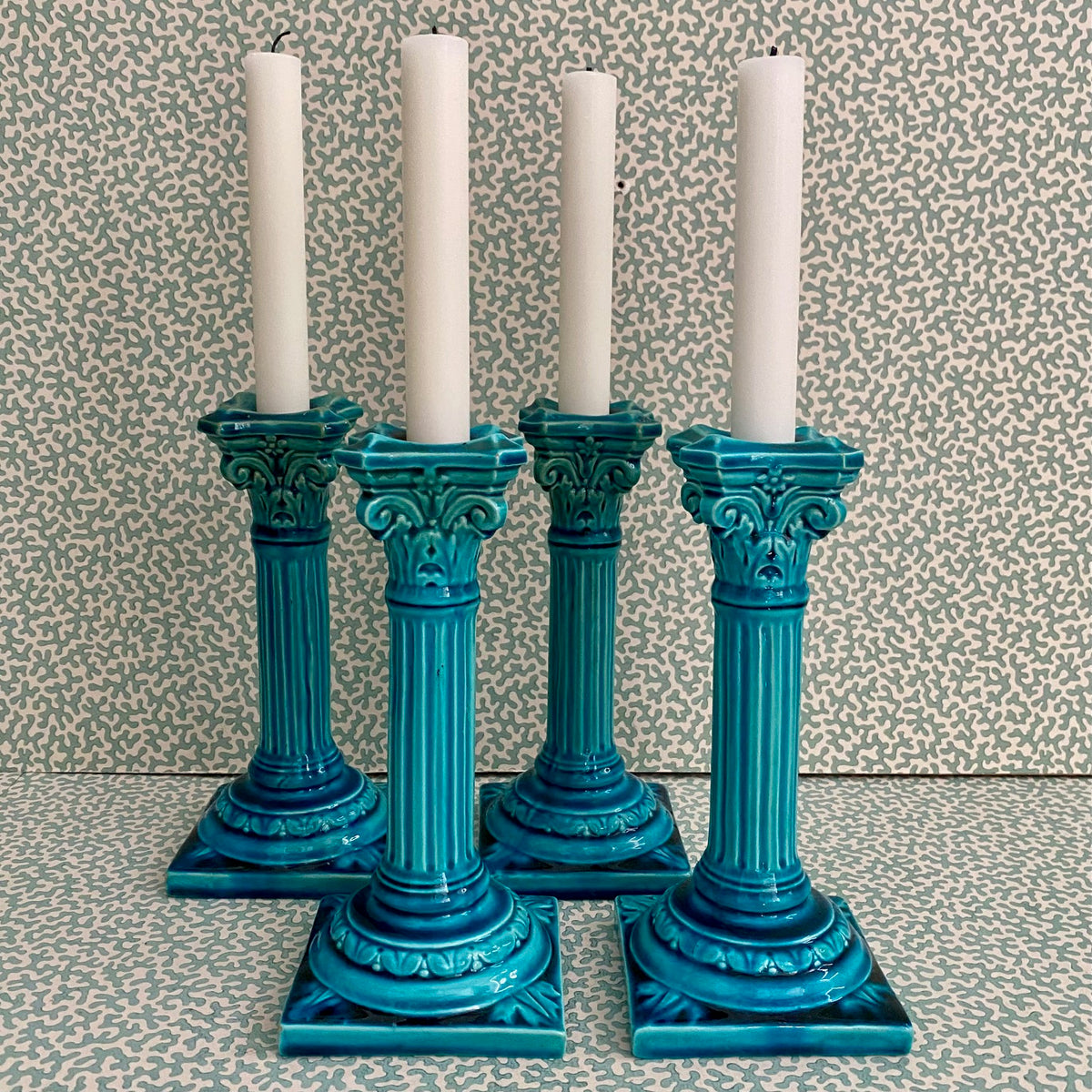 Set 4 Rare Bermantofts Faience Candlesticks c.1880  D89
