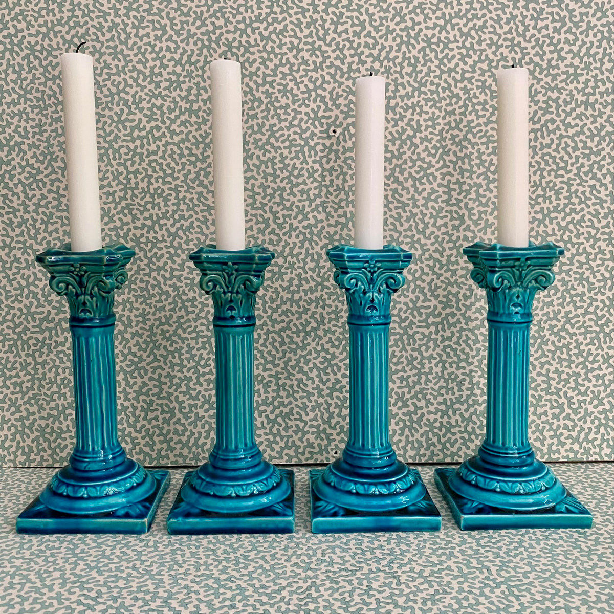 Set 4 Rare Bermantofts Faience Candlesticks c.1880  D89