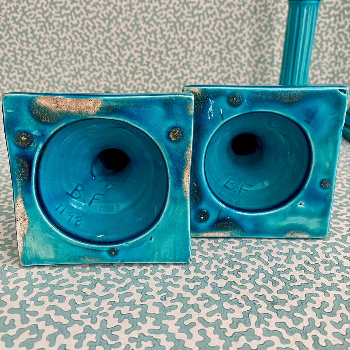 Set 4 Rare Bermantofts Faience Candlesticks c.1880  D89
