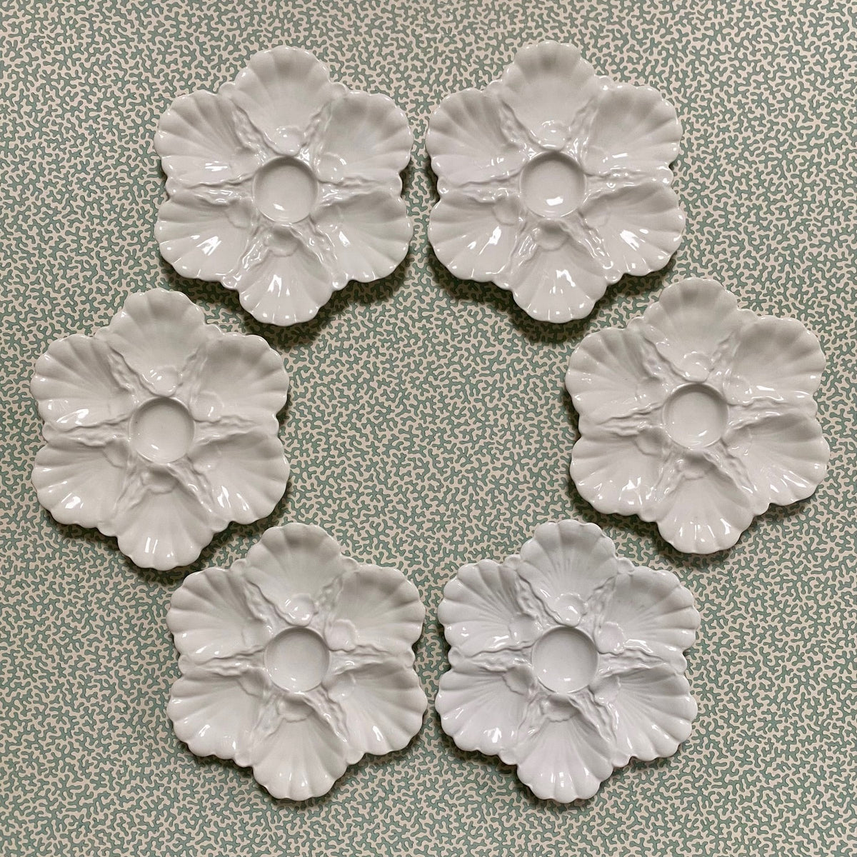 Six French White Limoges Oyster Plates  C132