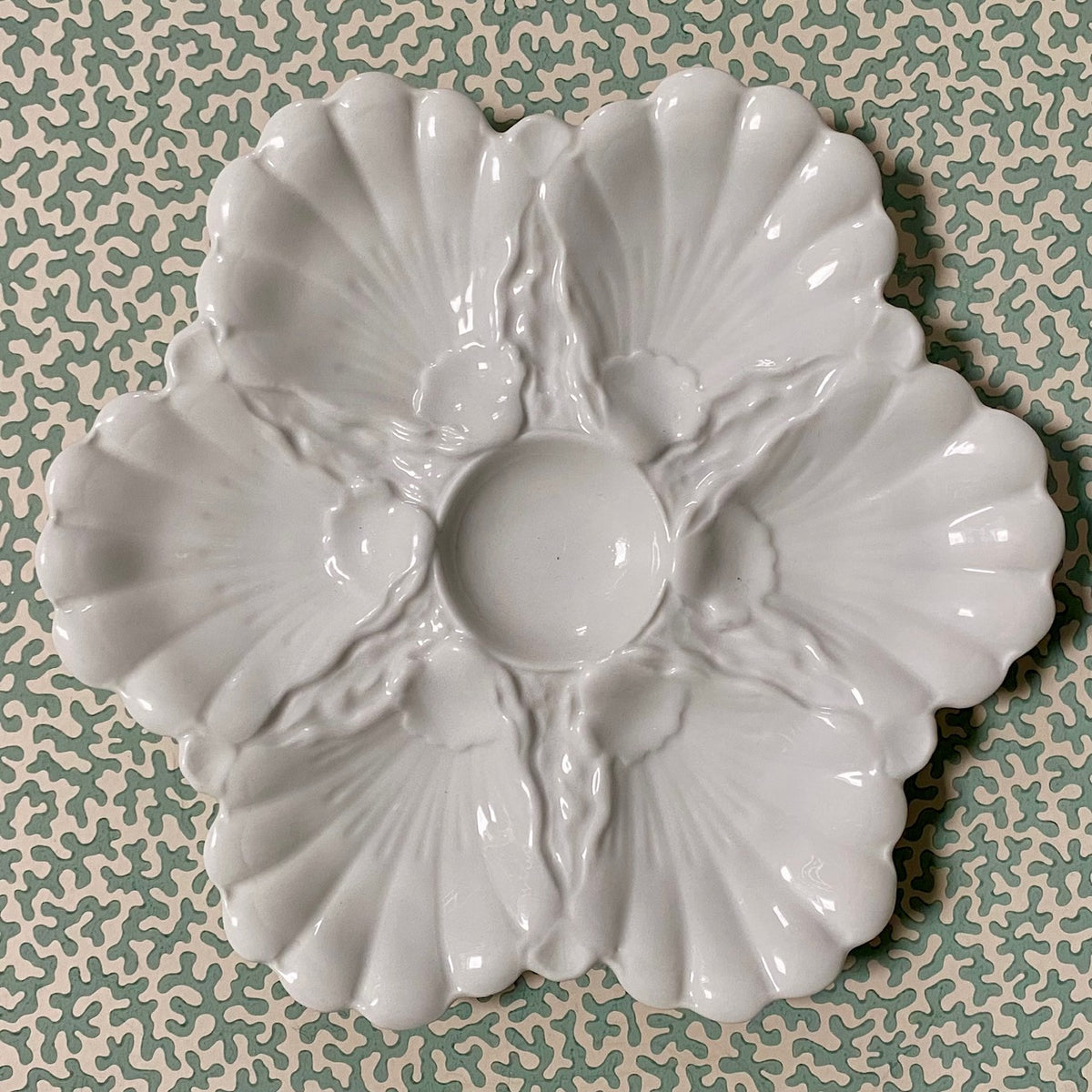 Six French White Limoges Oyster Plates  C132
