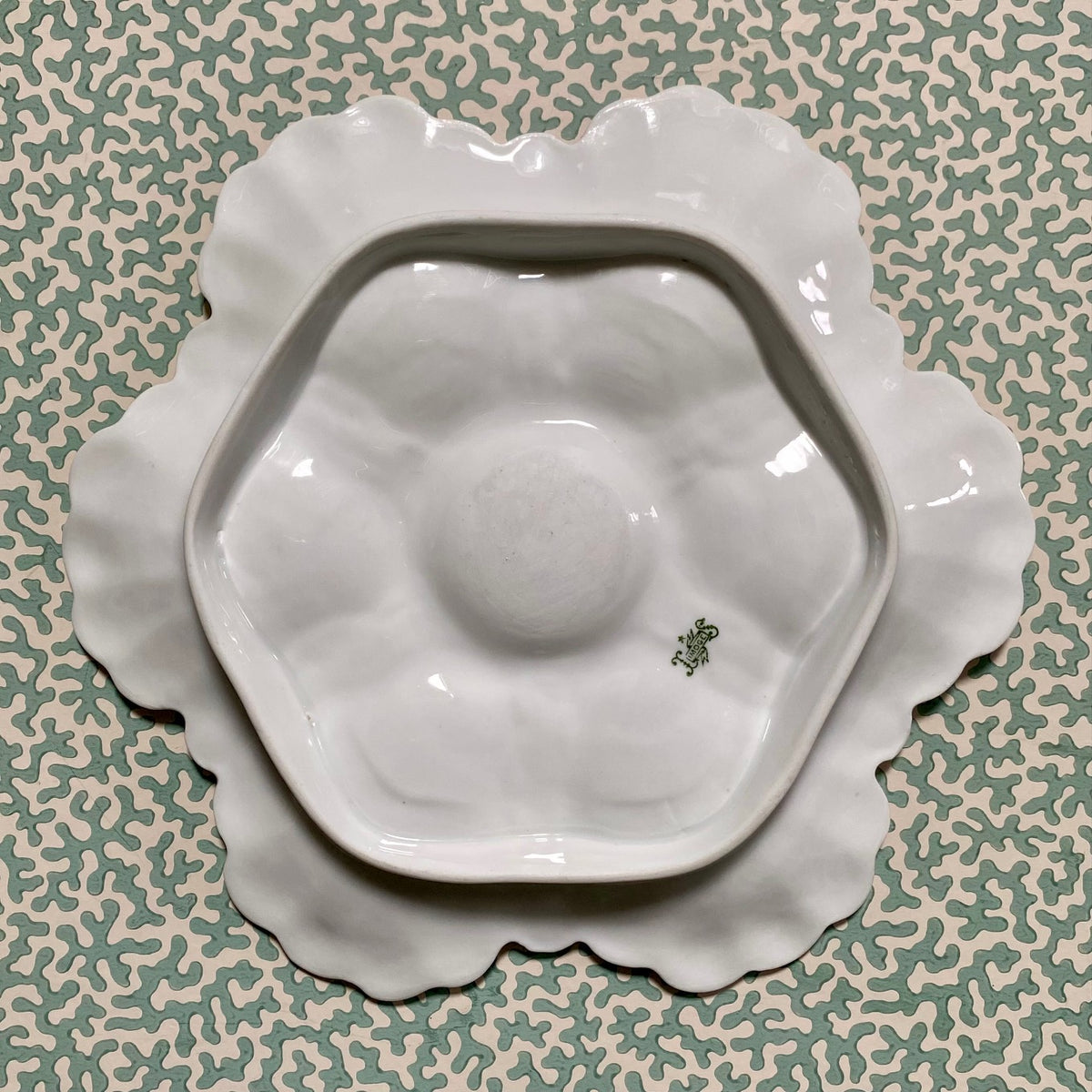 Six French White Limoges Oyster Plates  C132
