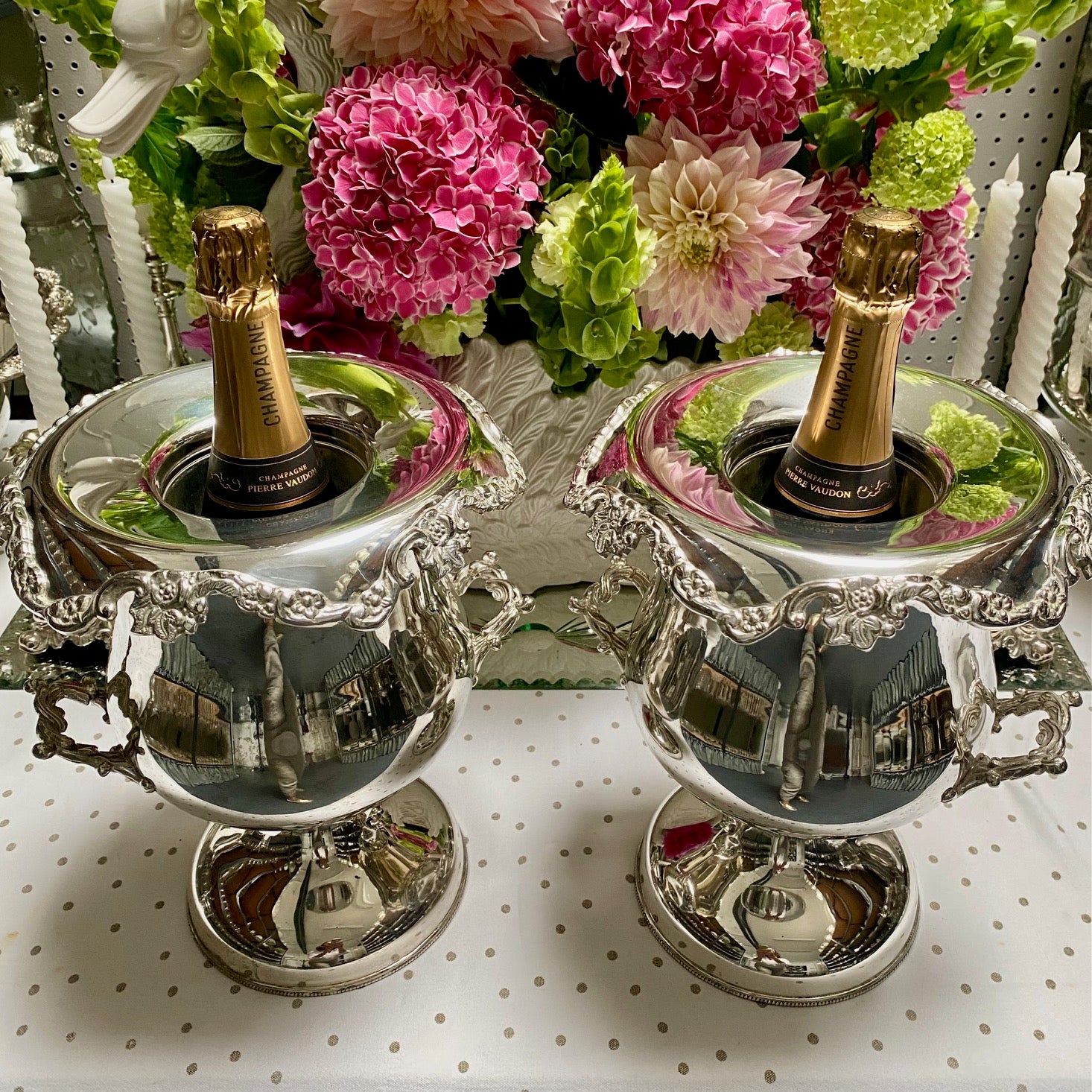 Pair Silver Plated Antique Champagne Coolers
