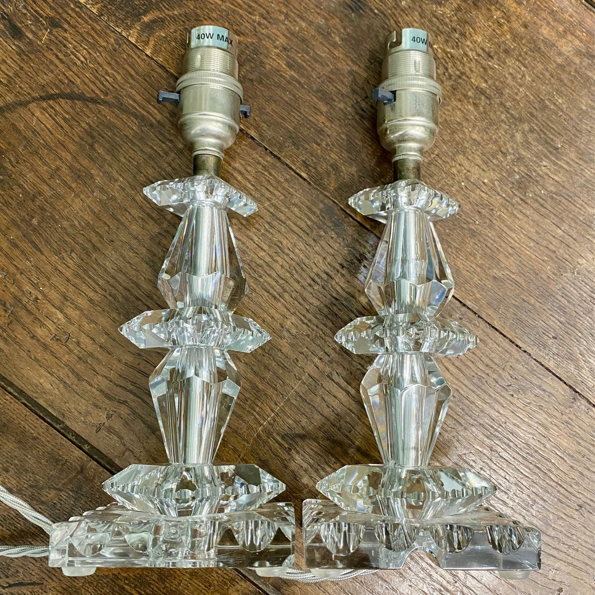 Pair Baccarat Small Cut Crystal Table Lamps  Y31
