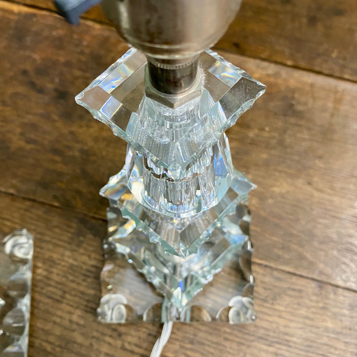 Pair Baccarat Small Cut Crystal Table Lamps  Y31