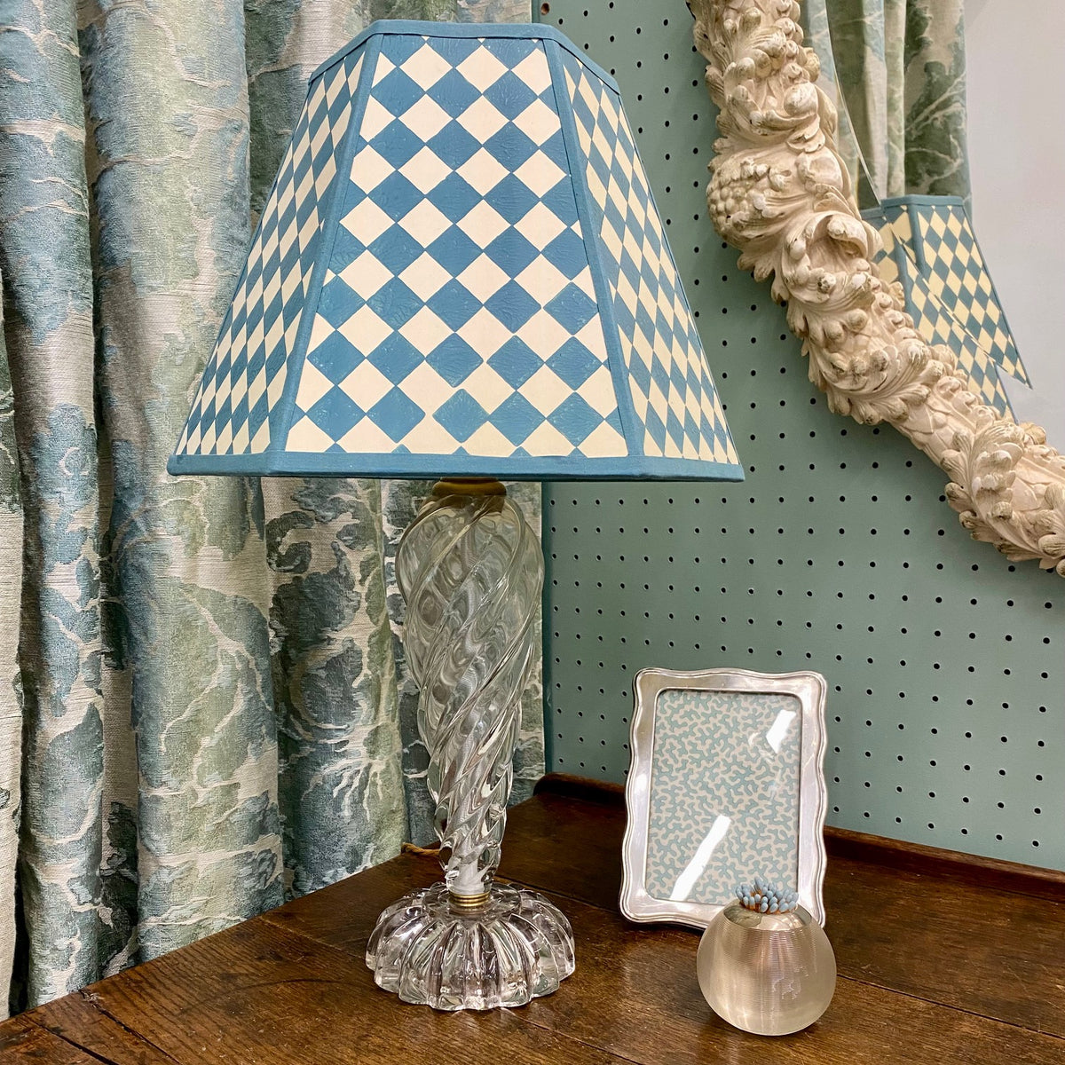 Lovely 1950's French Twisted Glass Table Lamp  J108