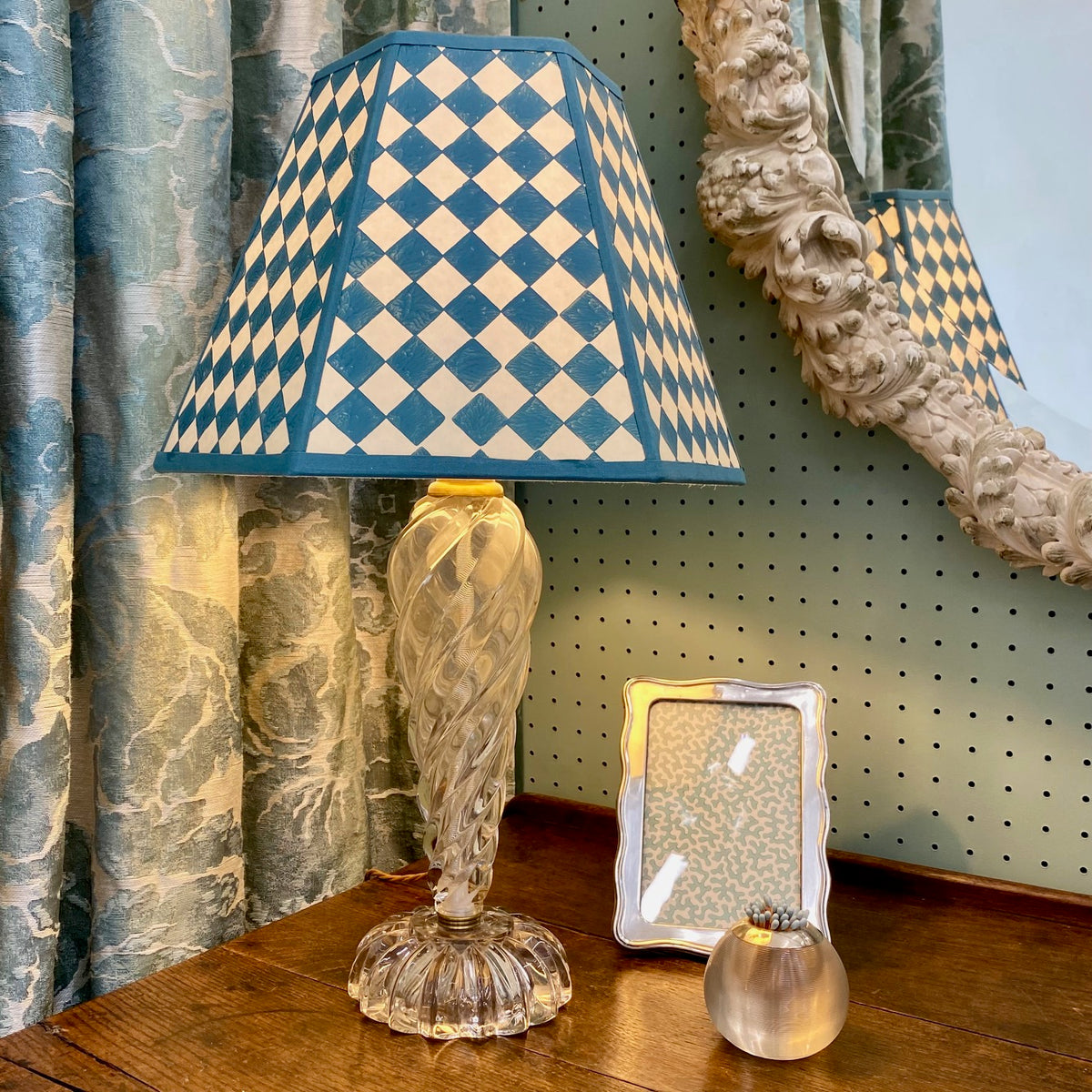 Lovely 1950's French Twisted Glass Table Lamp  J108