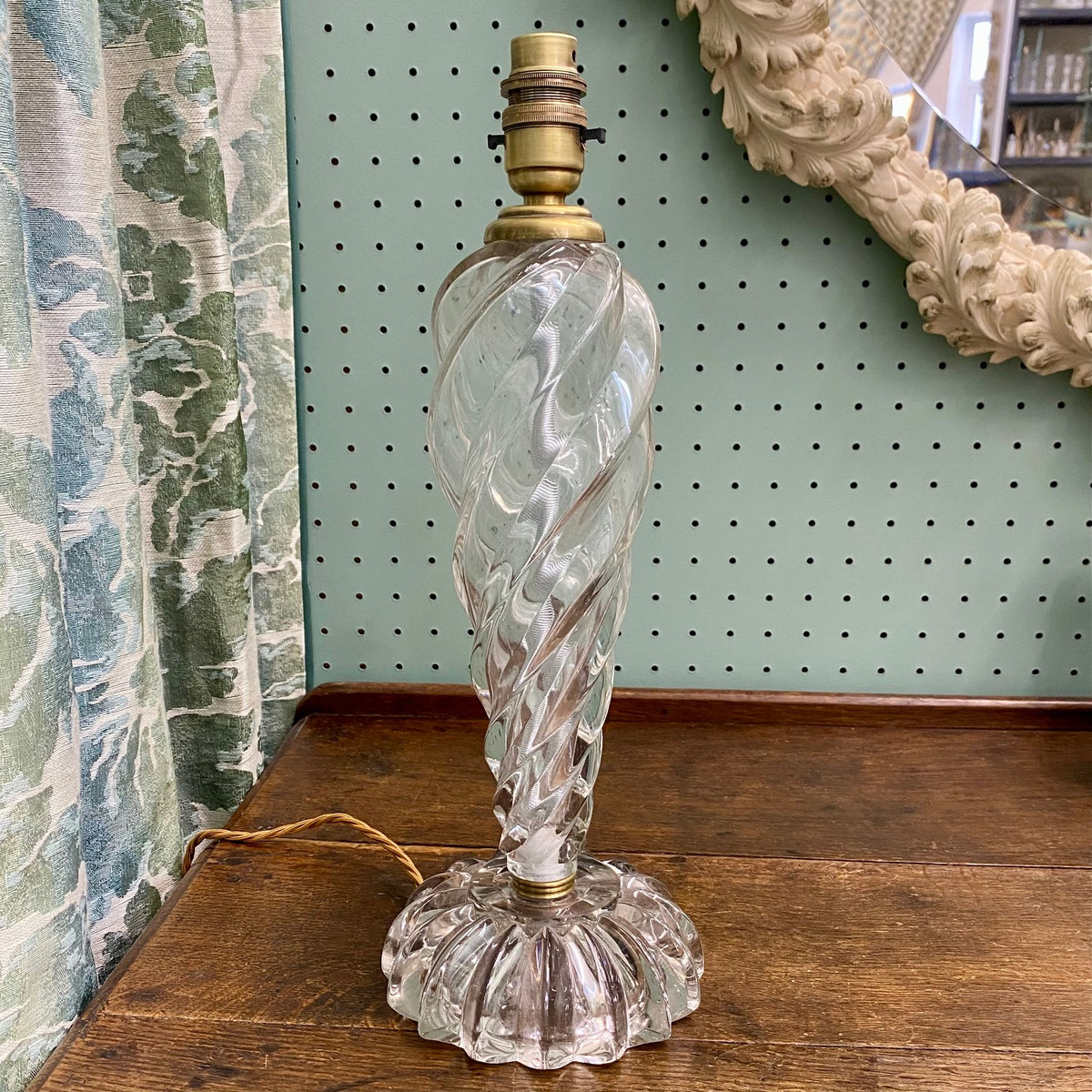Lovely 1950's French Twisted Glass Table Lamp  J108