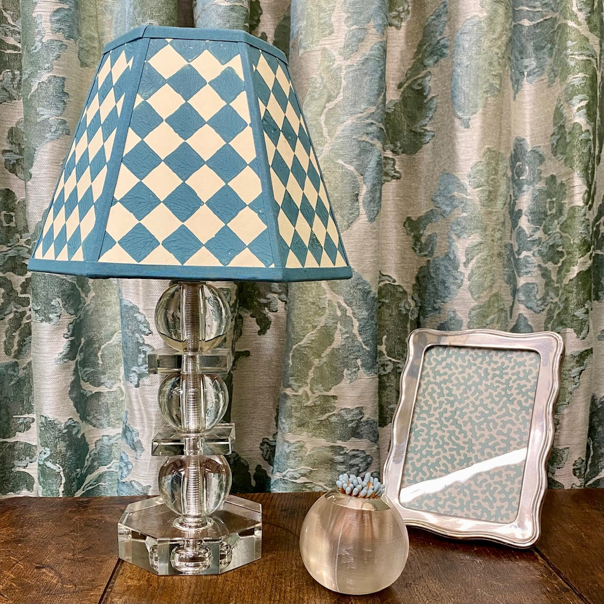 1970's Stacked Spheres and Squares Crystal Table Lamp  E154