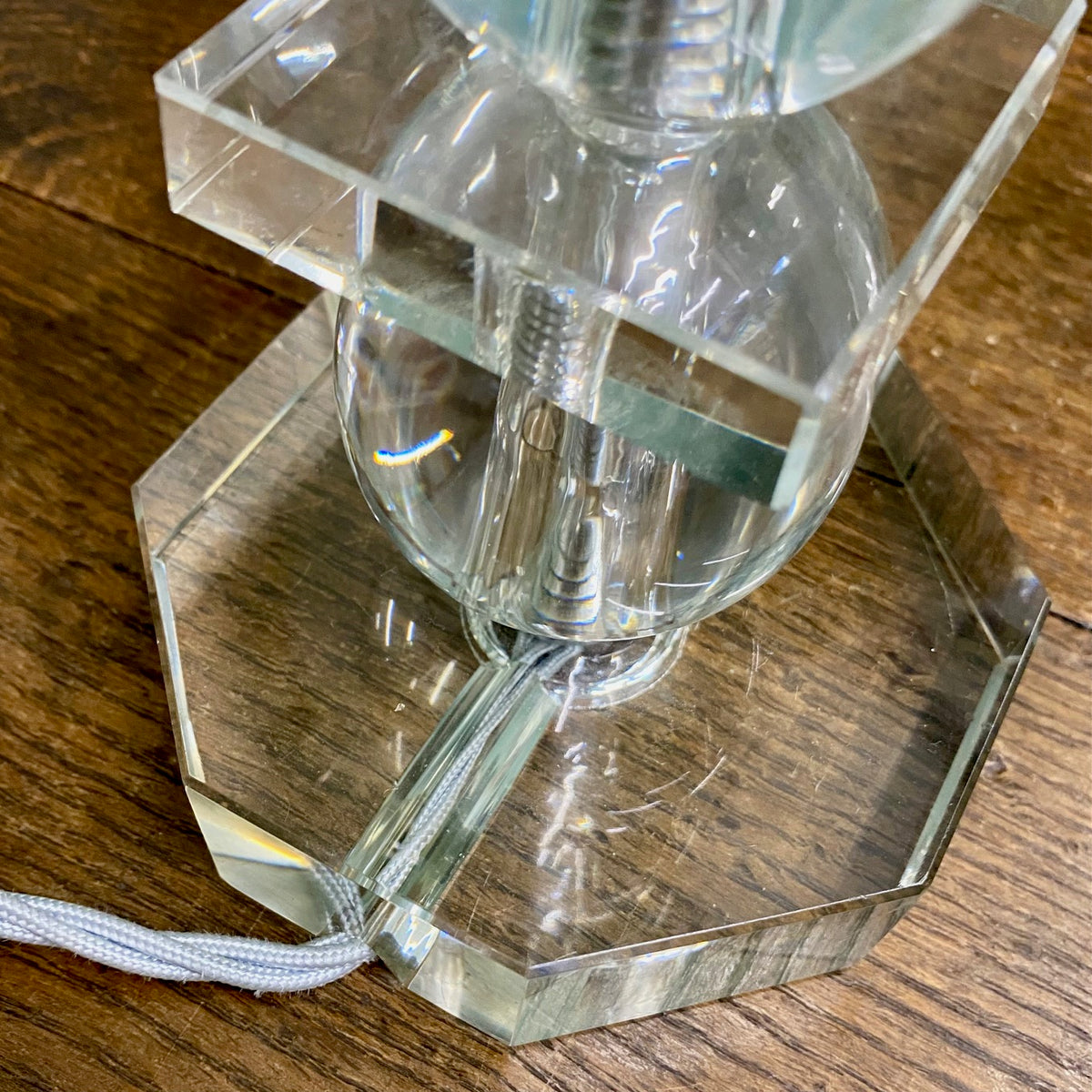 1970's Stacked Spheres and Squares Crystal Table Lamp  E154